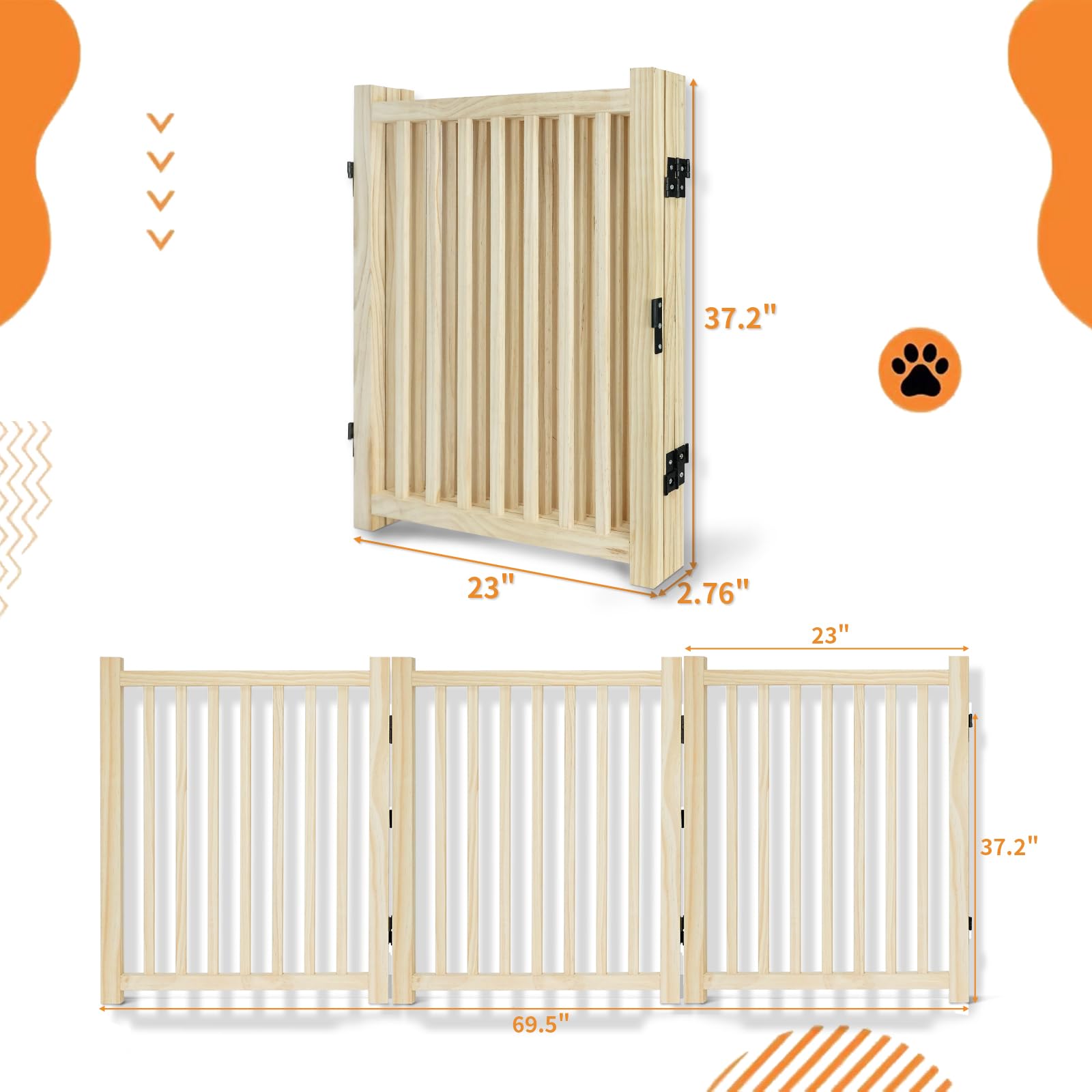 NobaeCrs Freestanding Pet Gate 70