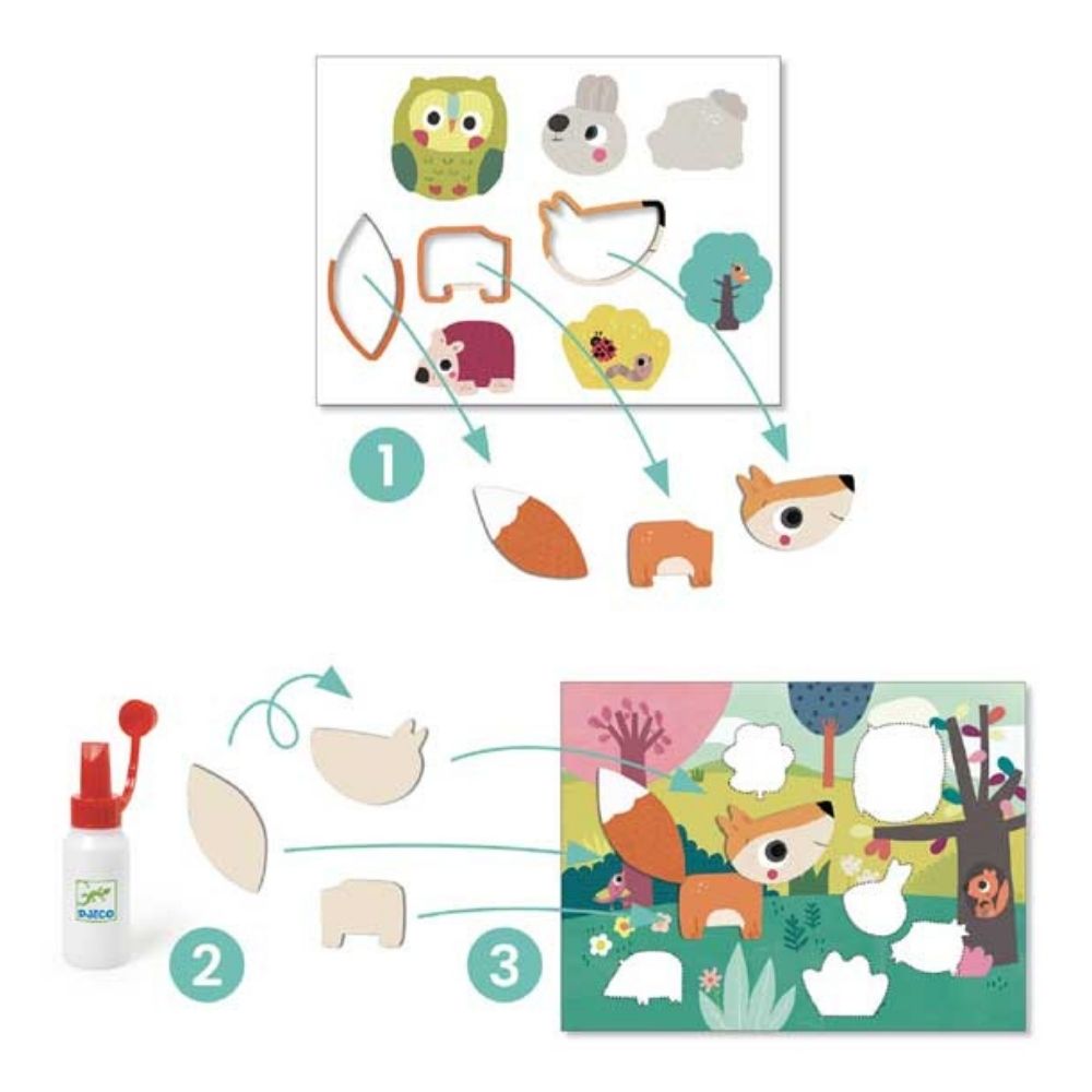 Djeco My First Collages - Creative Collage Kit for Kids Ages 3-5 - Fun Arts & Crafts Activity for Preschool Learning & Home Decor Projects