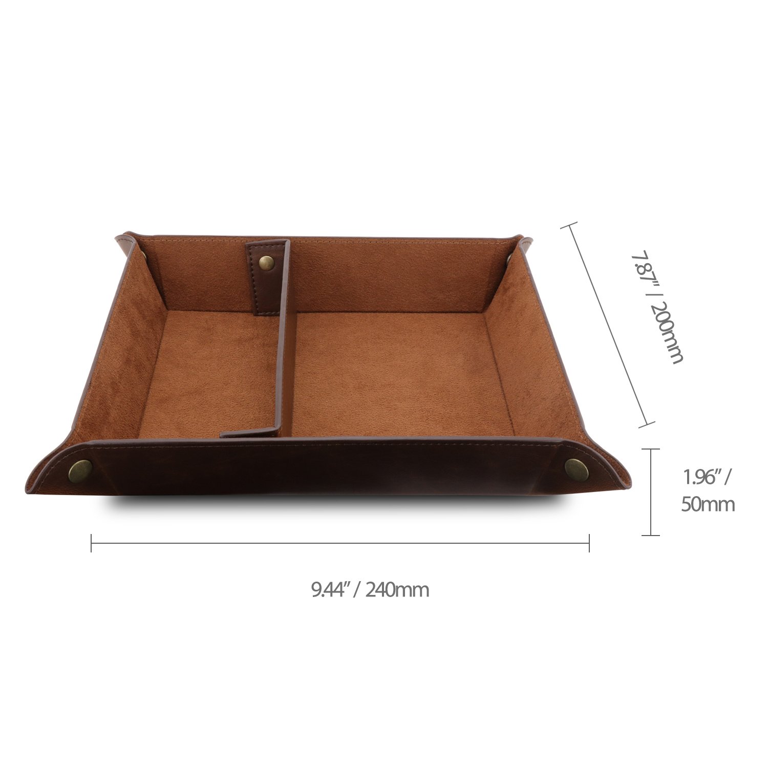 Premium Leather Desk Organizer Tray - Waterproof & Lightweight Storage Box for Wallets, Watches, Keys, Phones & Office Supplies | Perfect for Home, Office & Travel Organization