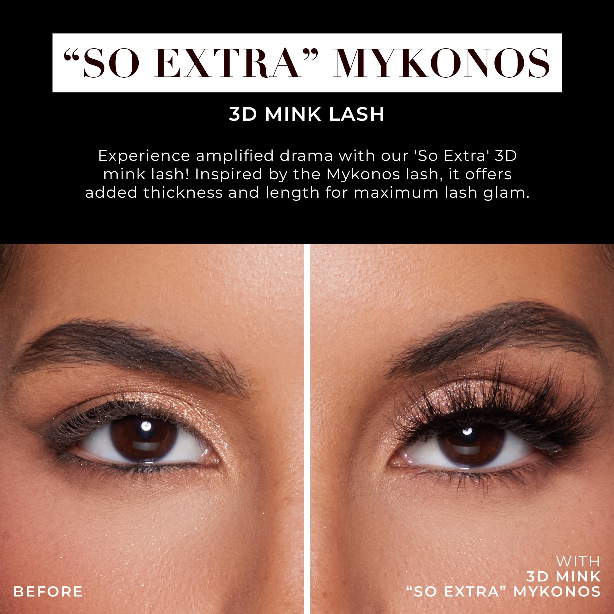 Lilly Lashes So Extra Mykonos 3D Mink Eyelashes - Reusable False Lashes for Wispy & Natural Look (25+ Uses) | Fluffy Strip Lashes for Everyday Wear, Parties & Special Occasions
