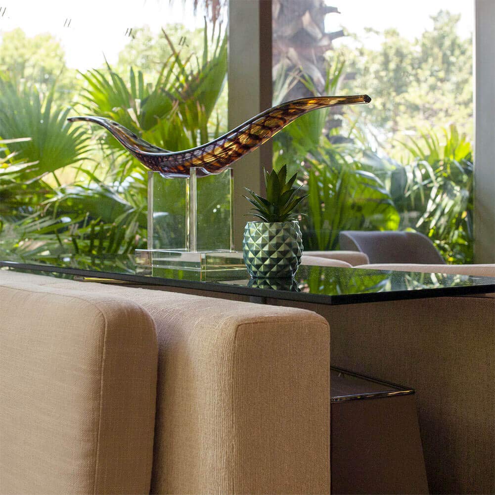 Metallic Blue Artificial Succulent Pineapple Plant - Home Office Kitchen Decor, Café Restaurant Hotel Greenery Decoration - Perfect for Table Centerpieces, Shelf Displays & Tropical Themed Parties