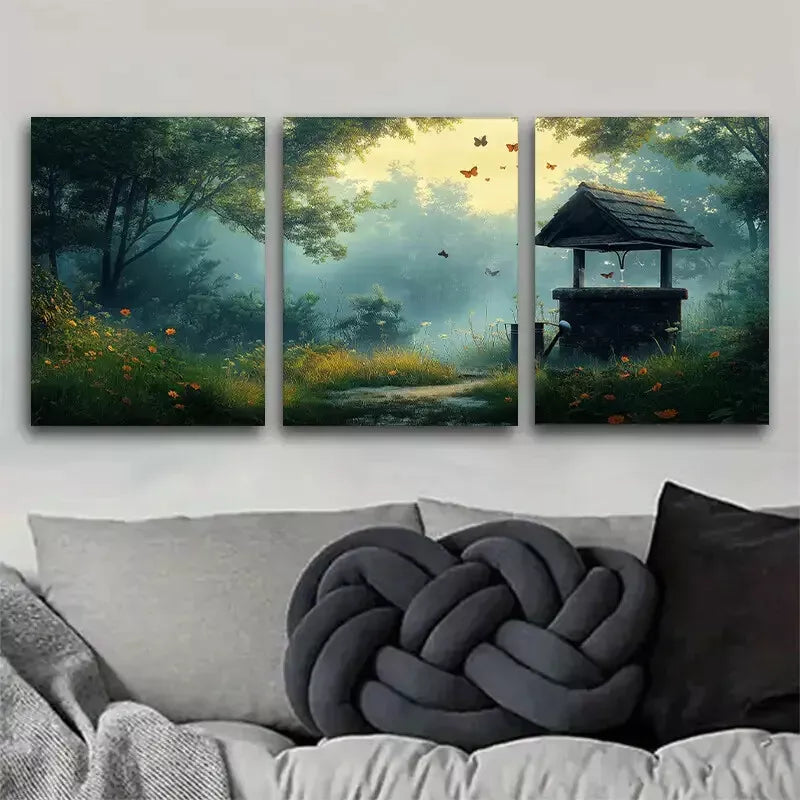 Fantasy Forest Secret Art Set - 3Pcs Framed Canvas Prints 50x70cm | High Quality Australian Made Wall Art | Ready to Hang | Perfect for Living Room, Bedroom & Office Decor