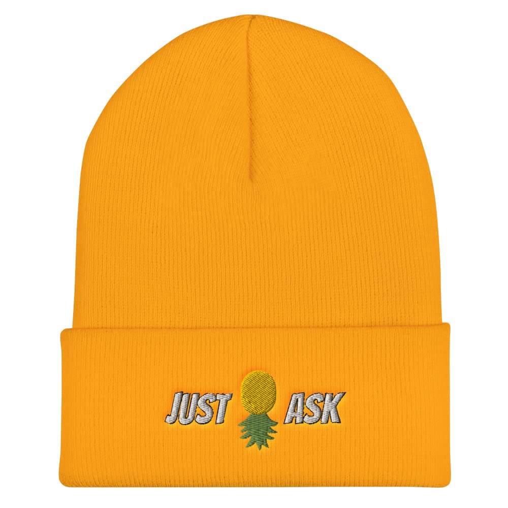 Upside Down Pineapple Beanie Hat - Funny Pineapple Meme Winter Hat with Cuffed Design - Perfect for Tropical Parties, Beach Vacations & Meme Lovers