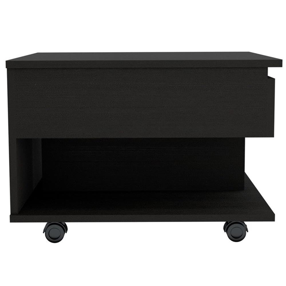 TUHOME Luanda Lift Top Coffee Table - Black Engineered Wood Lift-Top Coffee Table with Storage for Living Room, Office, or Small Spaces