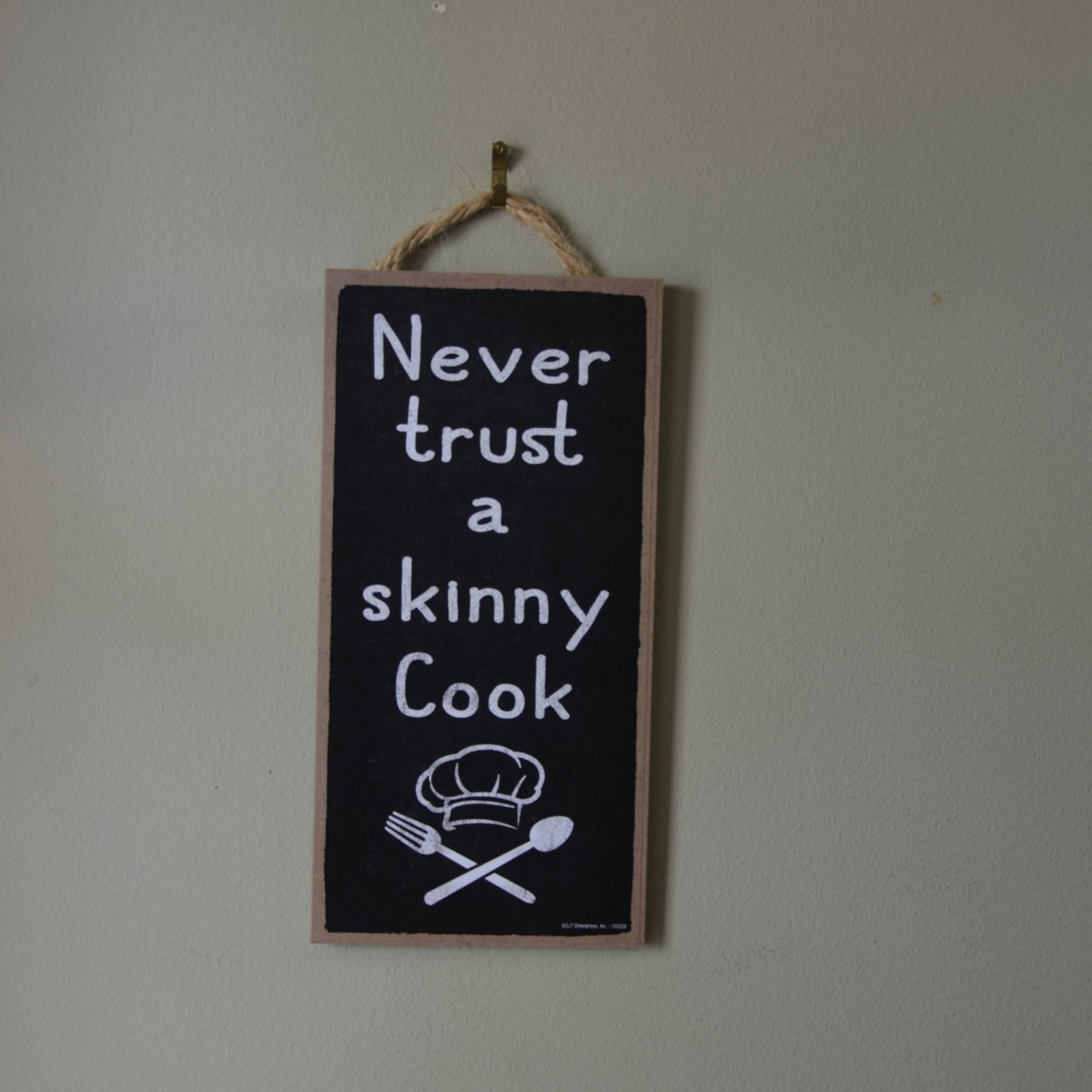 Funny Kitchen Wall Decor - Popfizzy 'Never Trust a Skinny Cook' Sign, 5