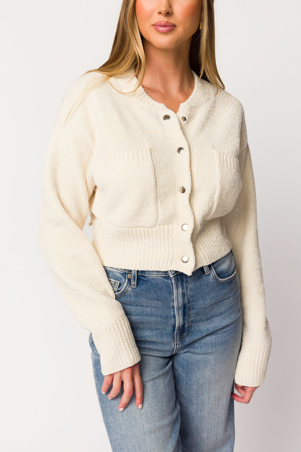 Kendall Knit Bomber Jacket Women's Ivory - Cozy Casual Outerwear for Fall & Winter | Perfect for Streetwear, Travel, and Everyday Fashion