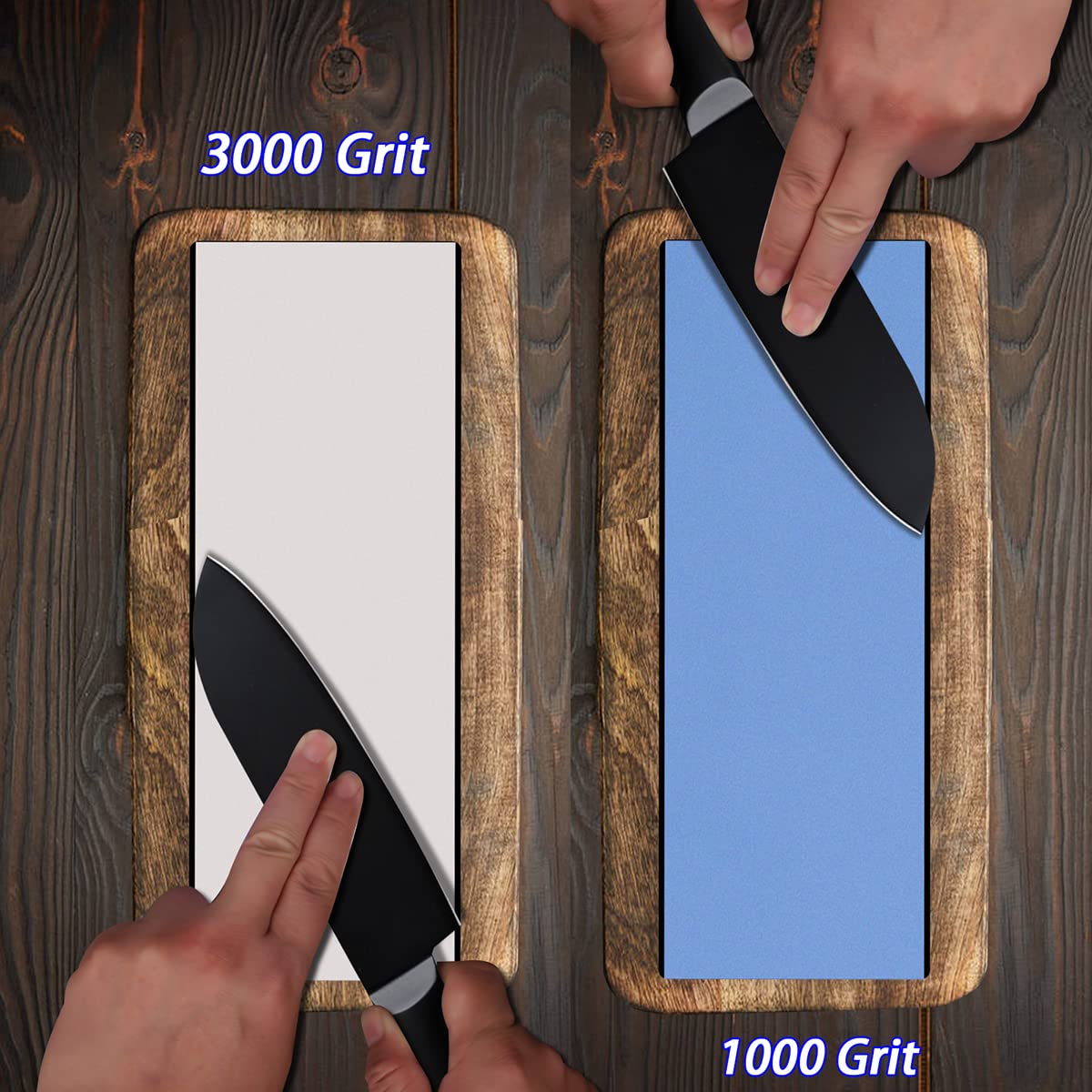 Premium 1000/3000 Grit Whetstone Knife Sharpening Kit - Professional Water Stone for Chef Knives, Hunting Knives, Machetes with Non-Slip Base - Perfect for Kitchen, Outdoor & Camping Use