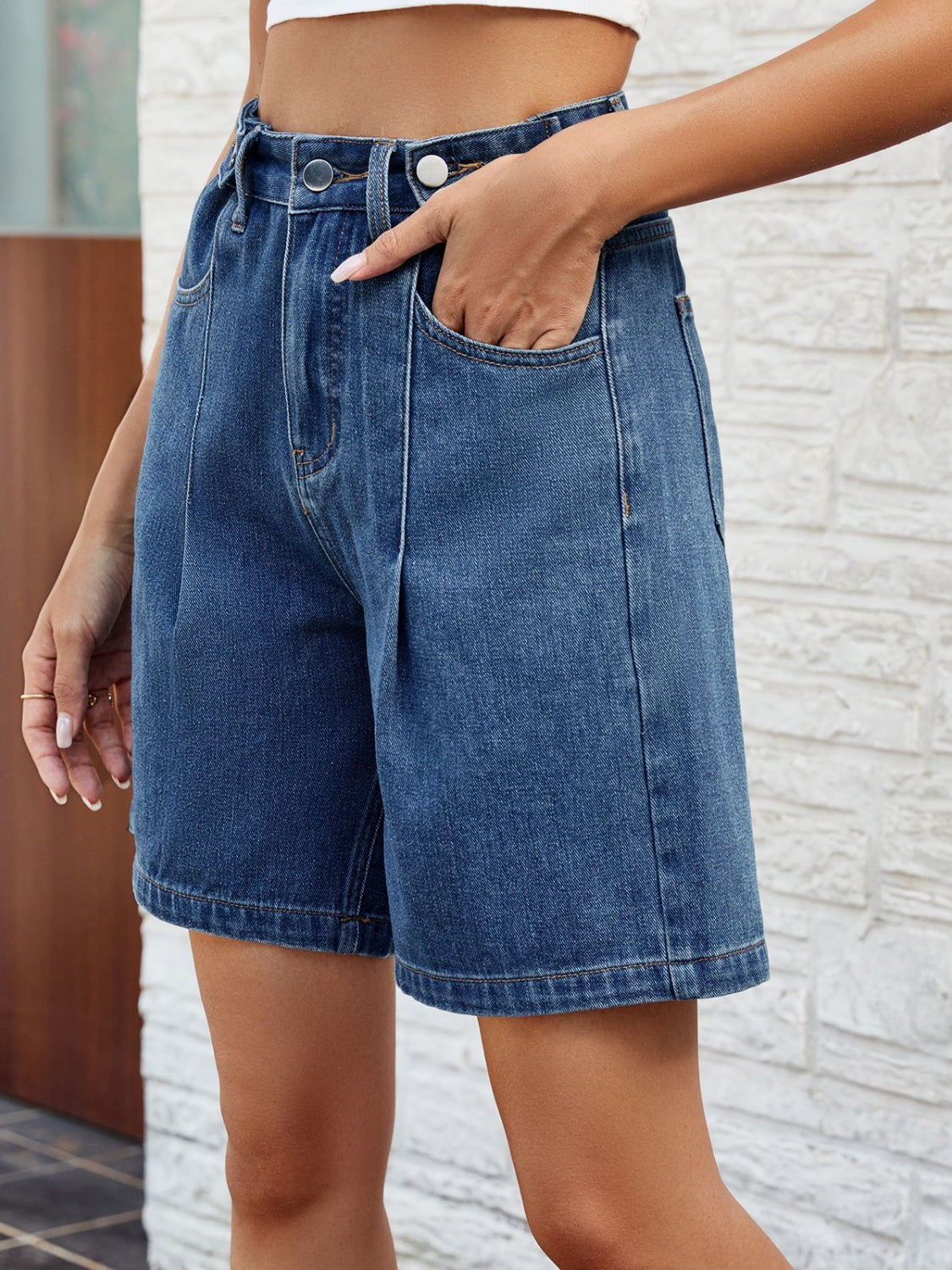 Stylish High Waist Denim Shorts with Pockets for Women - Perfect for Summer Outfits, Beach Vacations & Casual Wear