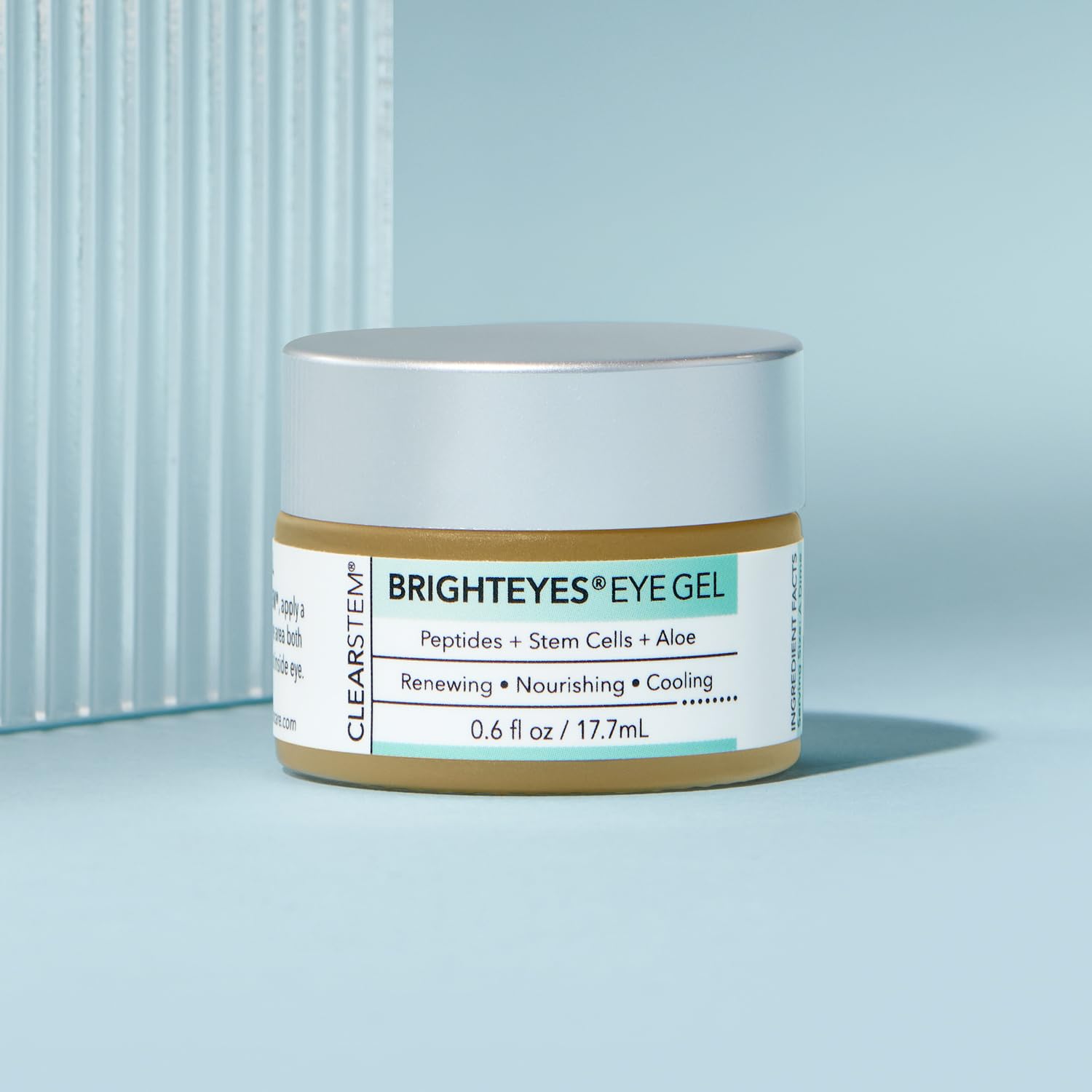 CLEARSTEM BRIGHTEYES Nourishing Eye Gel for Puffy Eyes, Dark Circles & Wrinkles – Anti-Aging Collagen, Stem Cells & Peptides Formula – Vegan, Gluten-Free Skincare for Men & Women – 0.6 oz – Perfect for Morning & Night Routine