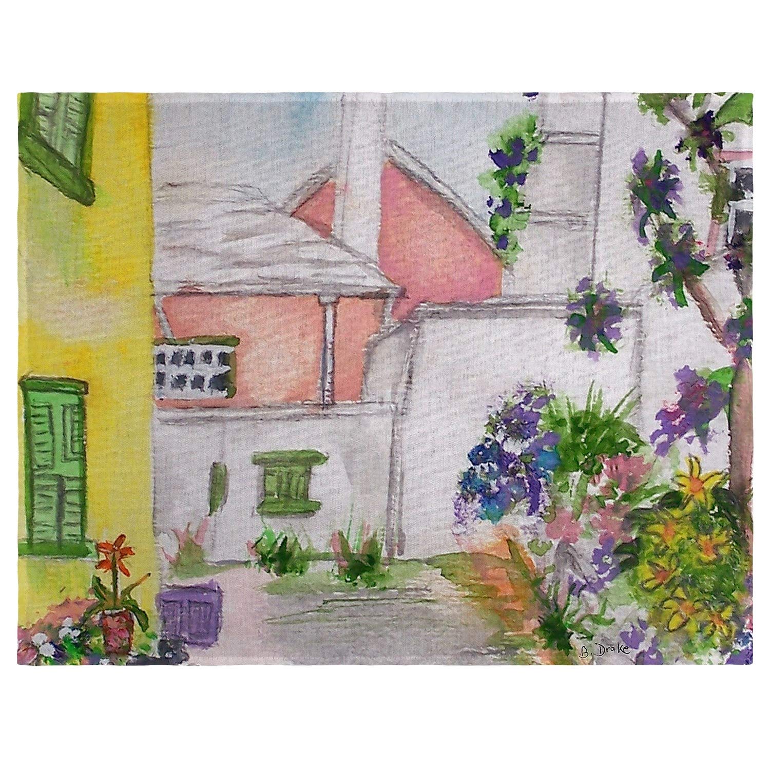 Betsy Drake Yellow House Placemats Set of 4 - Waterproof Dining Table Mats for Kitchen, Dining Room, and Outdoor Picnics