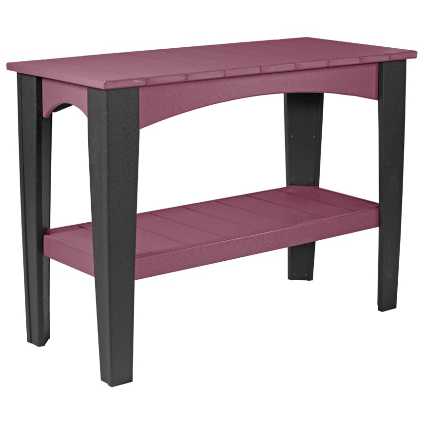 Poly Lumber Island Buffet Table - Cherrywood & Black Finish - Outdoor/Indoor Dining Furniture - Perfect for Patio, Deck, Garden & Kitchen Use