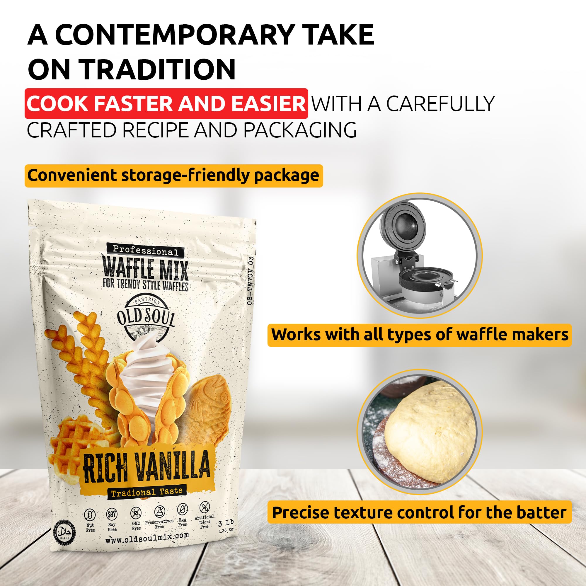 Premium Belgian Waffle & Pancake Mix - Natural Ingredients, Easy to Make, Rich Vanilla Flavor (15 lbs) - Perfect for Breakfast, Brunch, and Family Gatherings