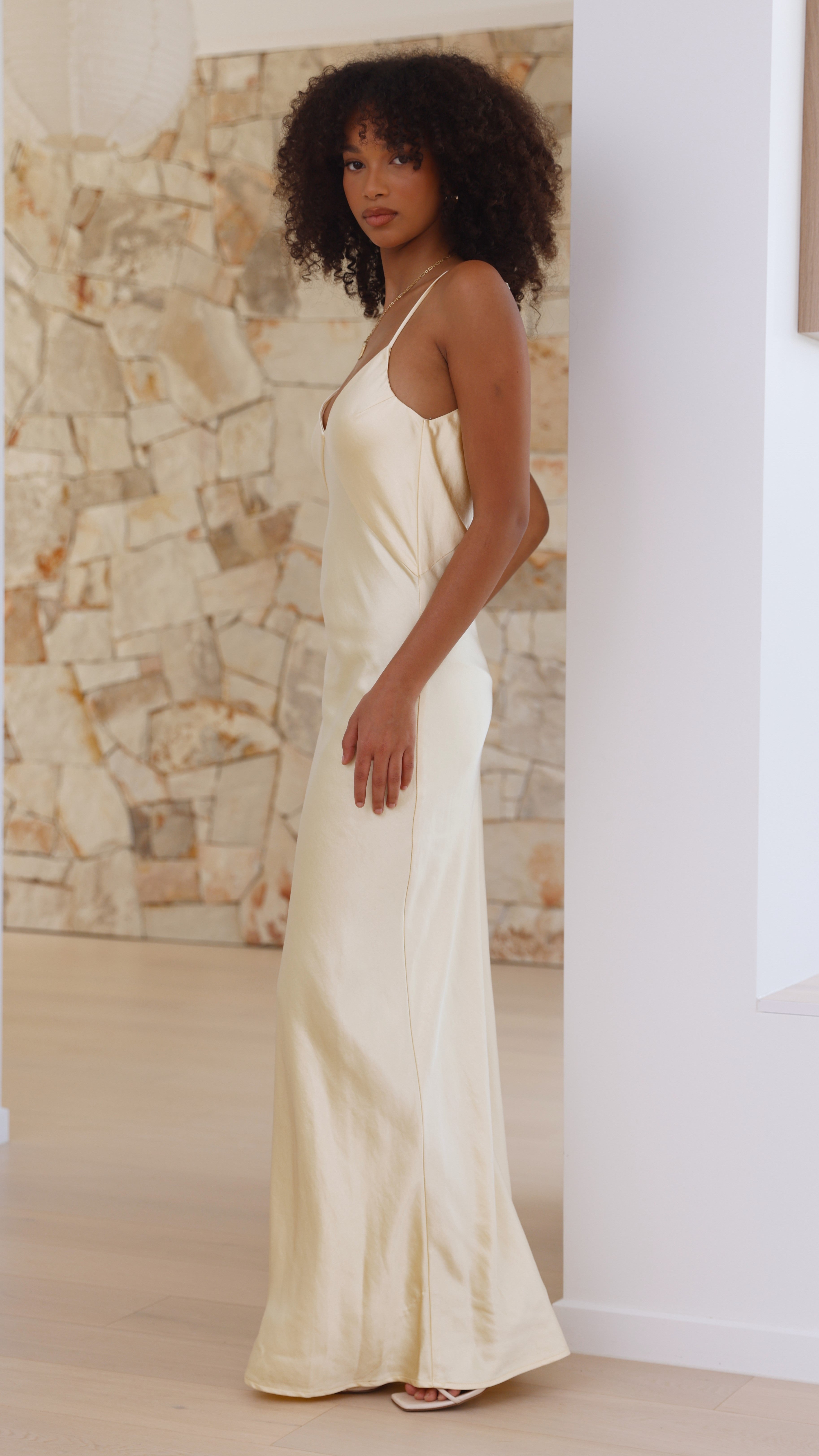 Gisella Women's Maxi Dress in Yellow - Elegant Flowy Long Dress for Summer Beach, Vacation, and Casual Wear