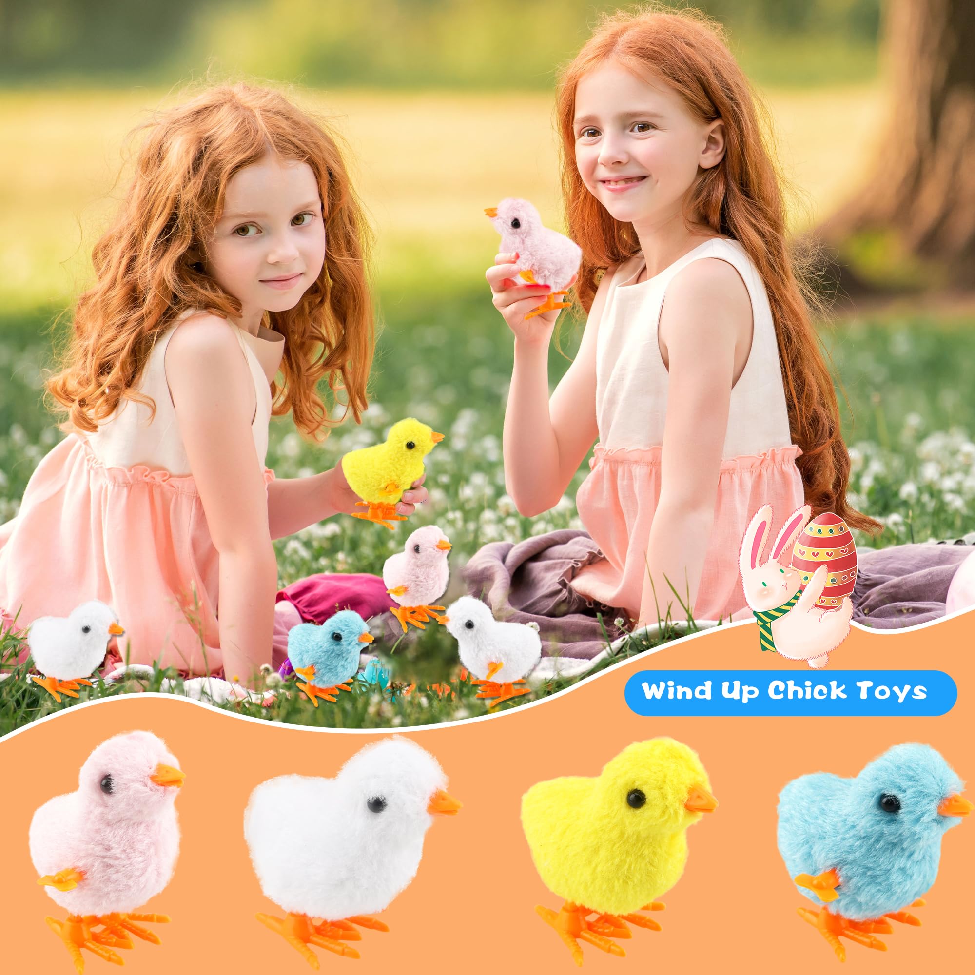 20 Pack Wind-Up Easter Chicken Plush Toys - Jumping Chicks for Kids, Easter Party Favors, Easter Basket Stuffers - Perfect for Easter Egg Hunts, Classroom Rewards & Spring Decorations