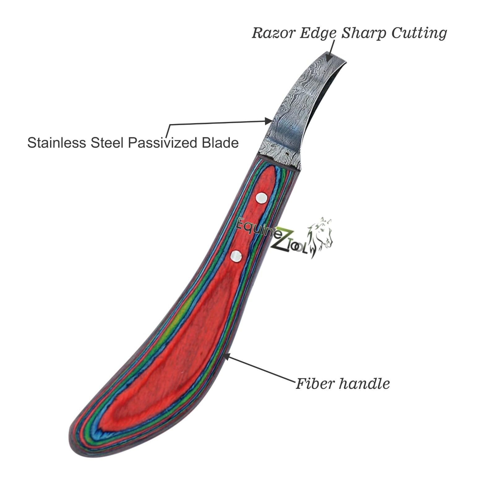 Equinez Farrier Loop Knives with Fiber Handle - Professional Hoof Trimming Tools for Horses - Perfect for Grooming, Shoeing, and Equine Care