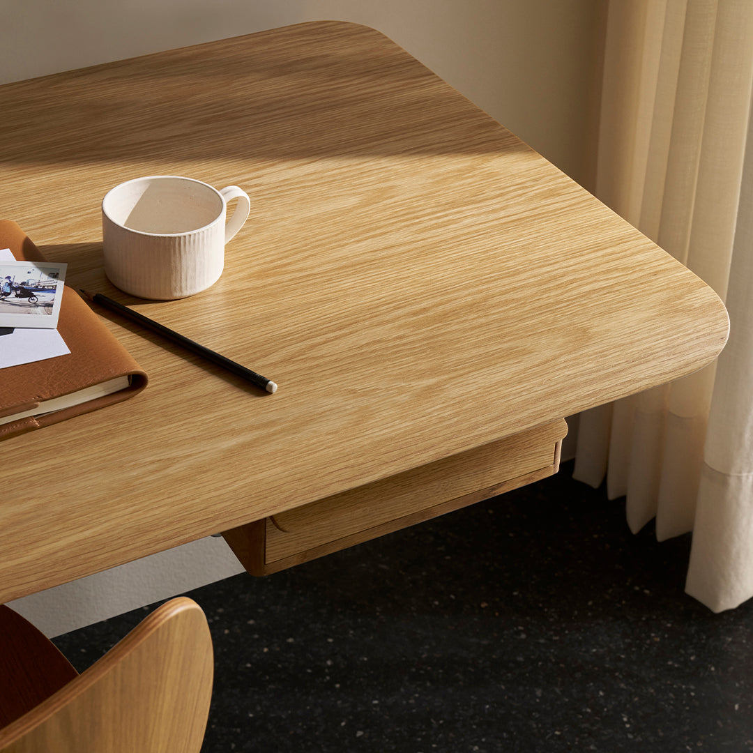 Wall Mounted Desk with Drawer - Space Saving Floating Workstation for Home Office, Study, or Small Spaces