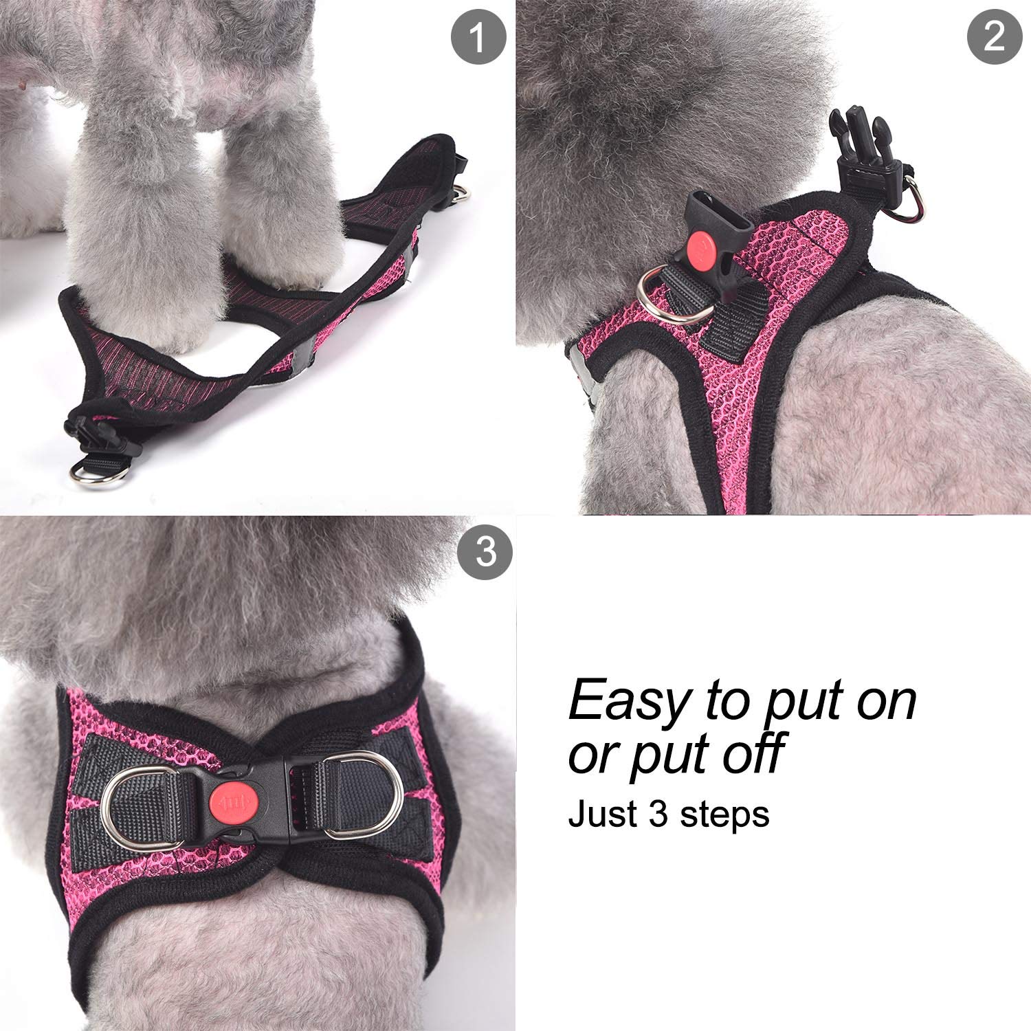 Breathable Step-in Dog Harness for Small & Medium Dogs - Adjustable Pet Vest for Puppies & Cats (Red) - Perfect for Walking, Training & Outdoor Adventures