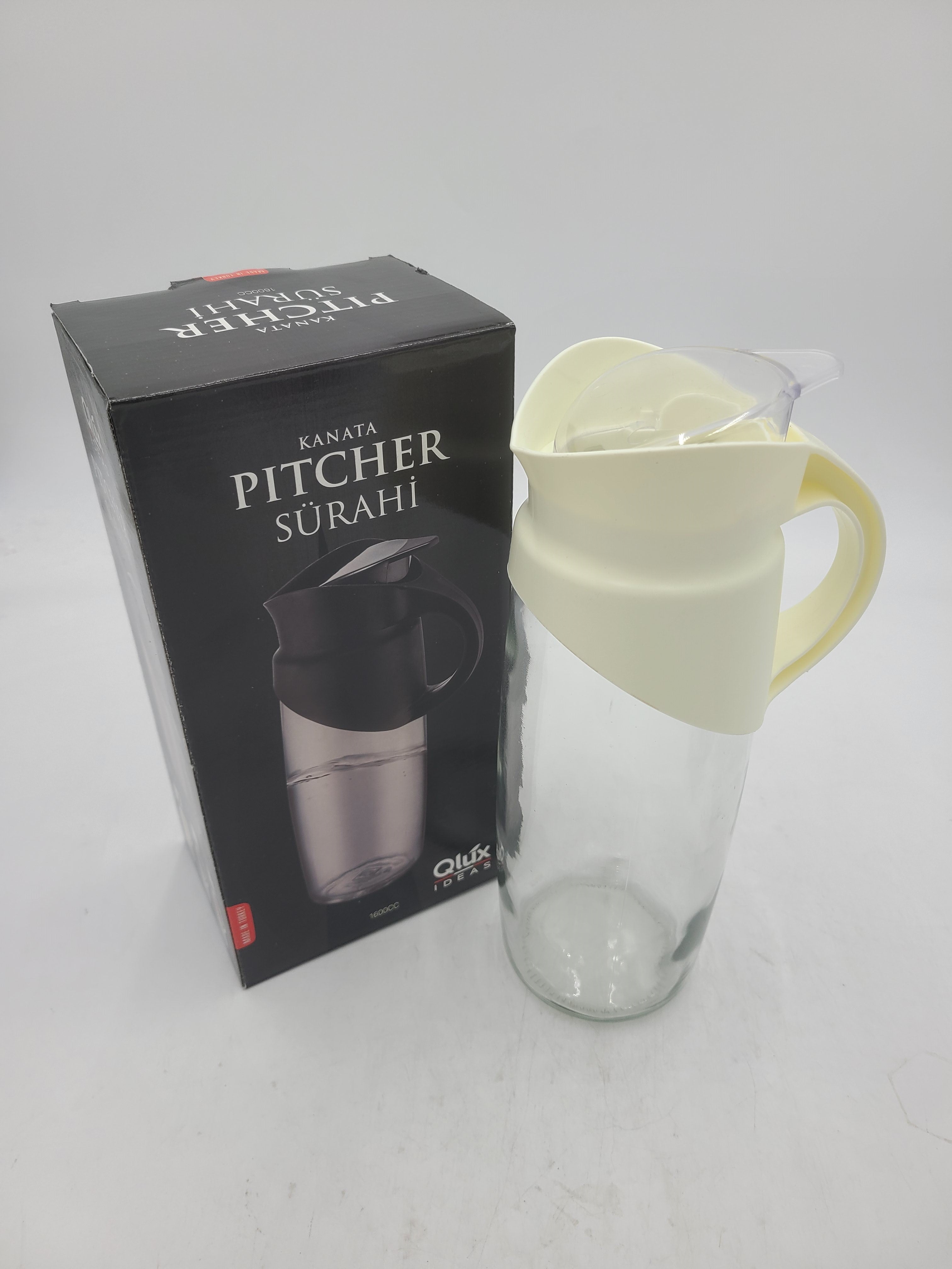 54OZ Glass Pitcher with Lid - BPA Free Large Beverage Dispenser for Iced Tea, Lemonade, Juice & Water - Perfect for Parties, Picnics & Outdoor Gatherings