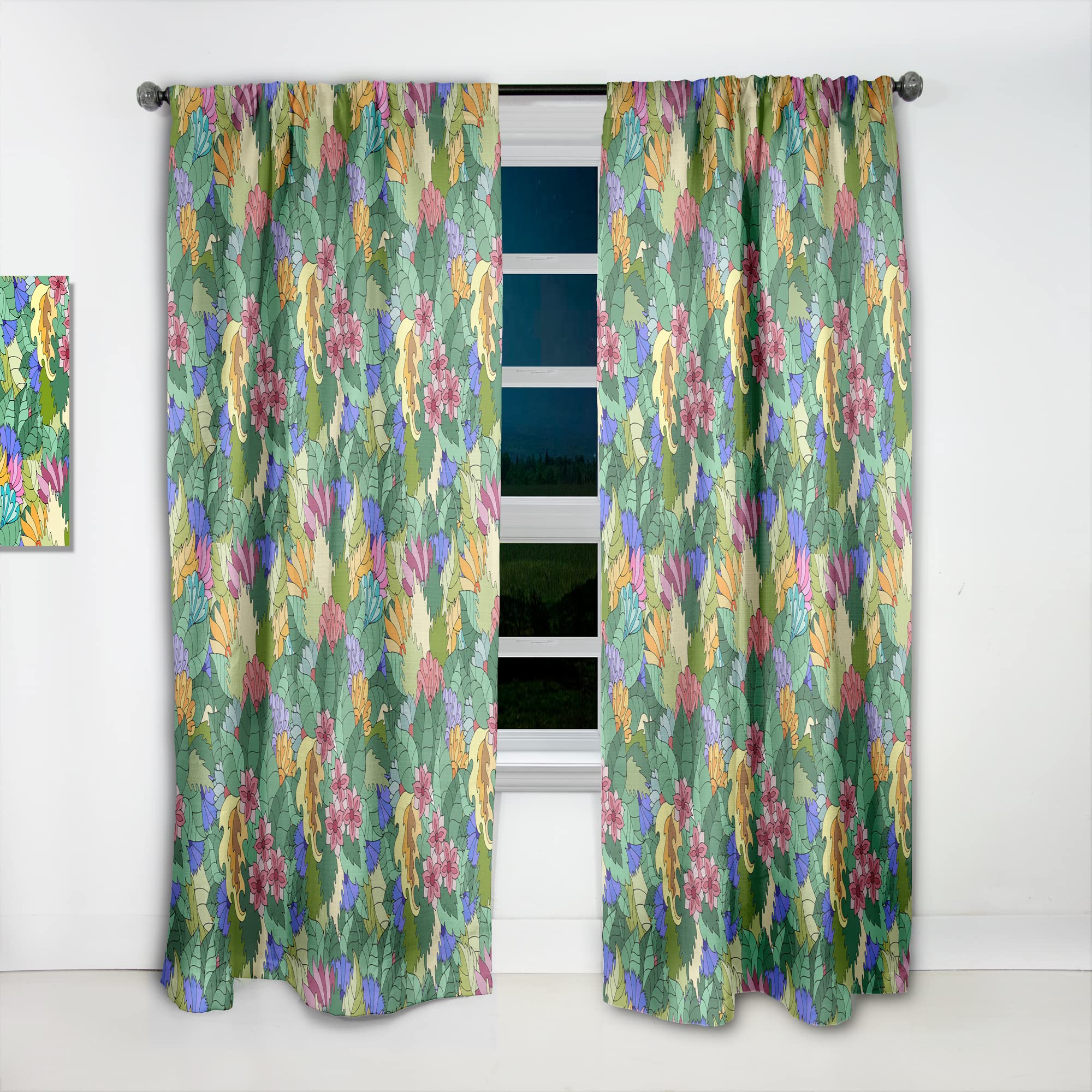 DesignQ Thermal Insulated Curtains - Abstract Floral Leaf Pattern Blackout Drapes for Bedroom & Living Room - 52x84 Inch Single Panel - Perfect for Home Decor & Light Control