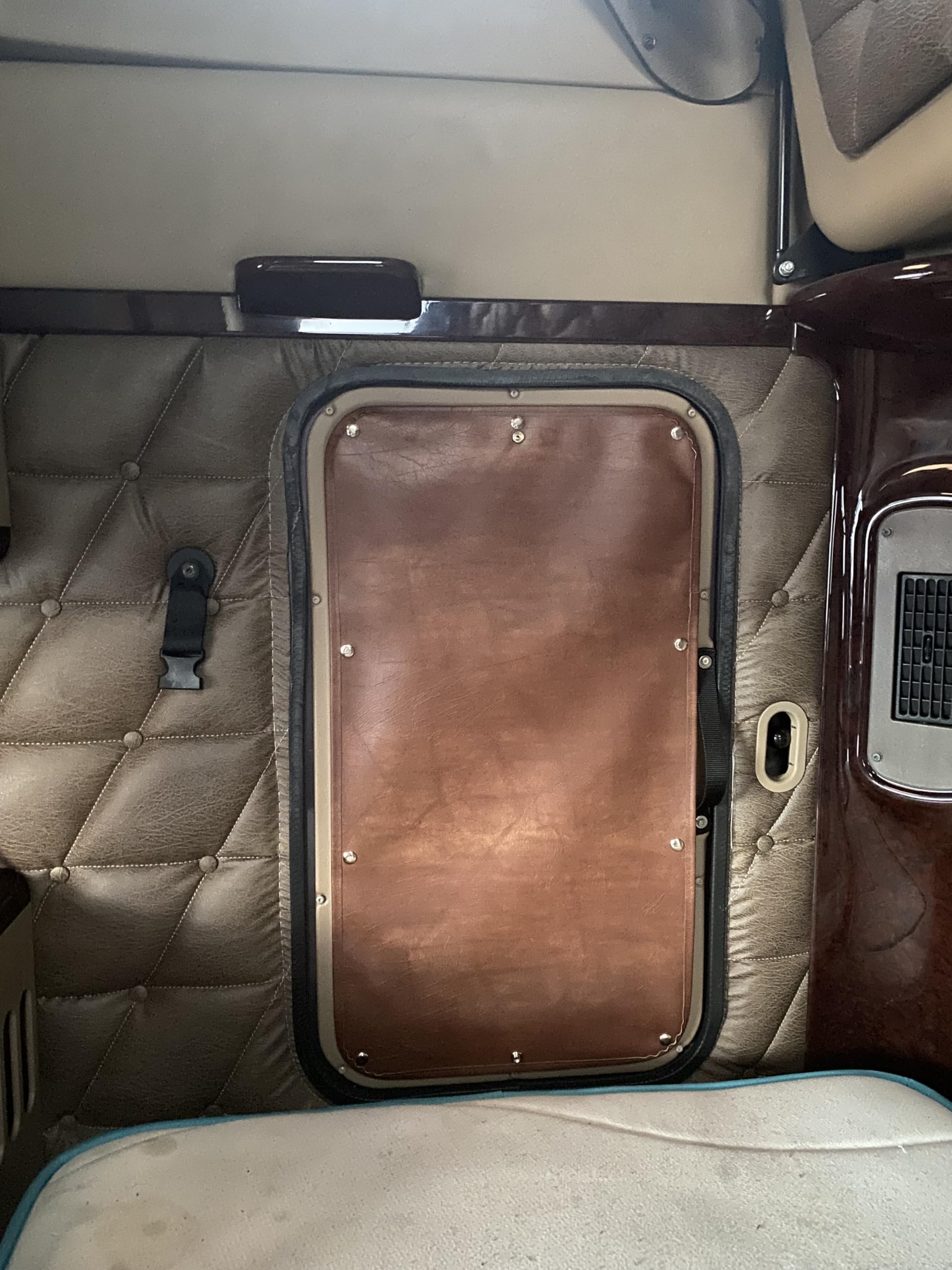 Freightliner Coronado Century Emergency Door Curtain - Light Brown Truck Door Cover & Window Shade for Semi Cab Privacy & Sun Protection | Heavy Duty Commercial Vehicle Accessory for Truckers & Fleet Owners