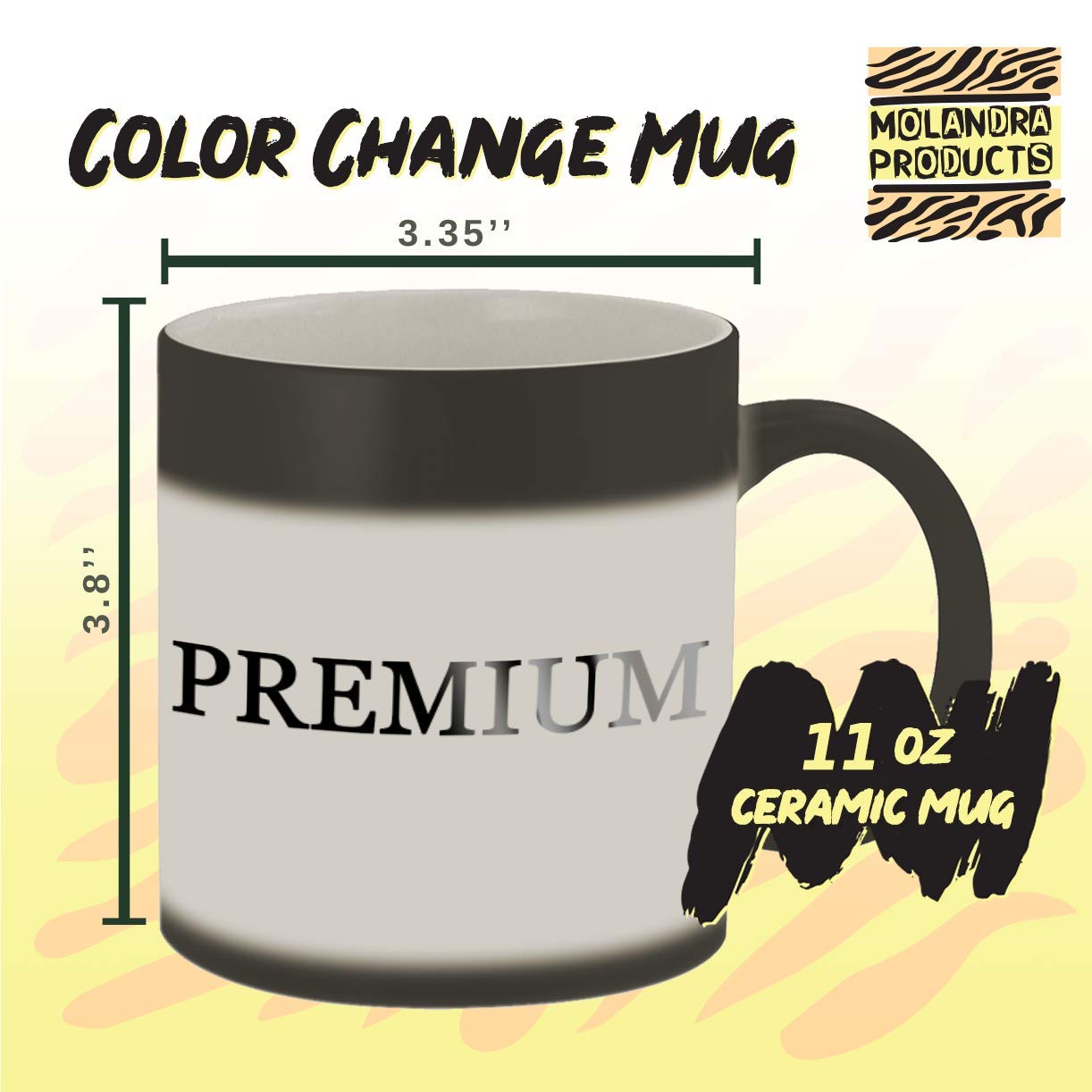 11oz Color Changing Ceramic Mug - Heat Sensitive Coffee Cup Turns Blue When Hot, Perfect for Home, Office & Gifts