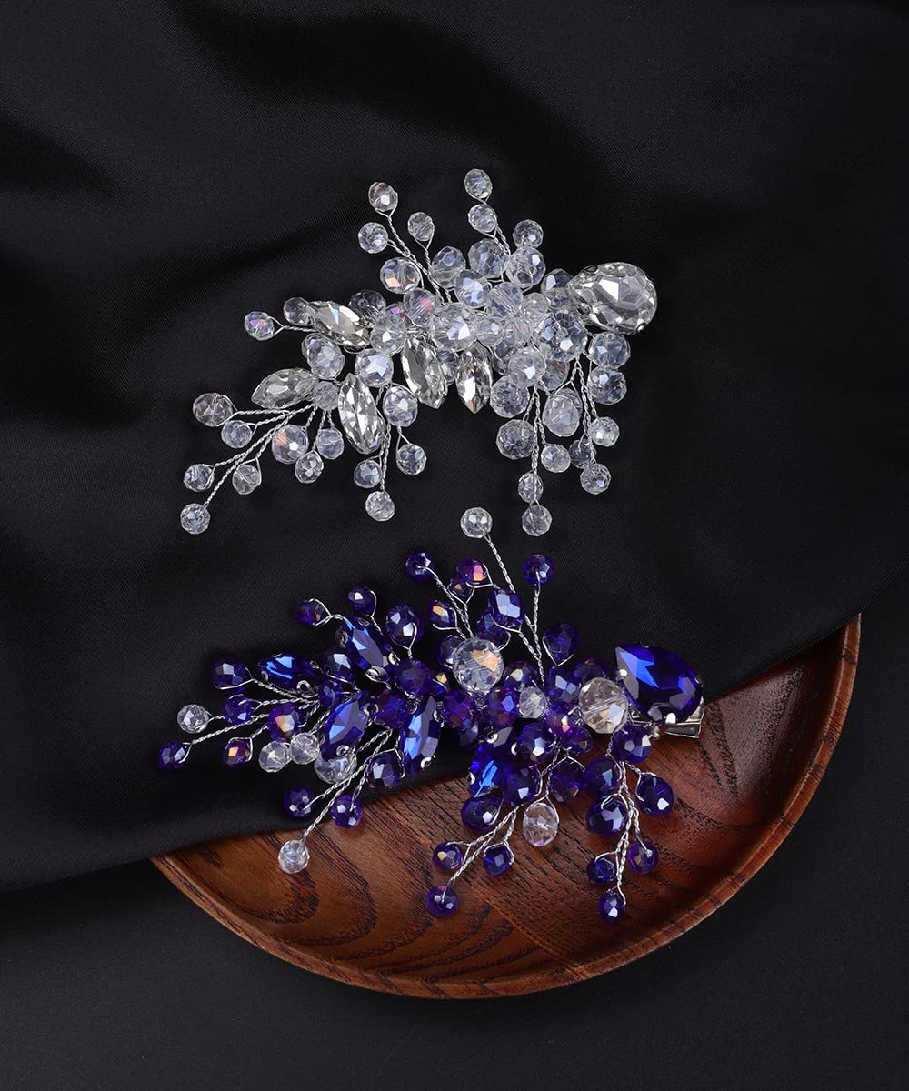 Blue Crystal Wedding Hair Comb - Silver Rhinestone Bridal Hair Clip for Women & Girls | Perfect for Brides & Special Occasions