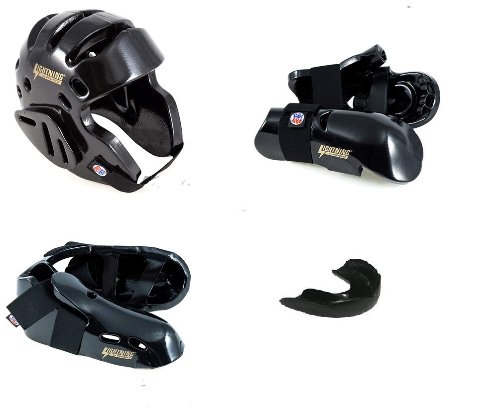 ProForce Lightning Karate Sparring Gear Set - 6-Piece Deluxe Package with Ultra Lightning Kicks & Free Mouthguard - Perfect for Martial Arts Training, MMA Practice, and Self-Defense Classes