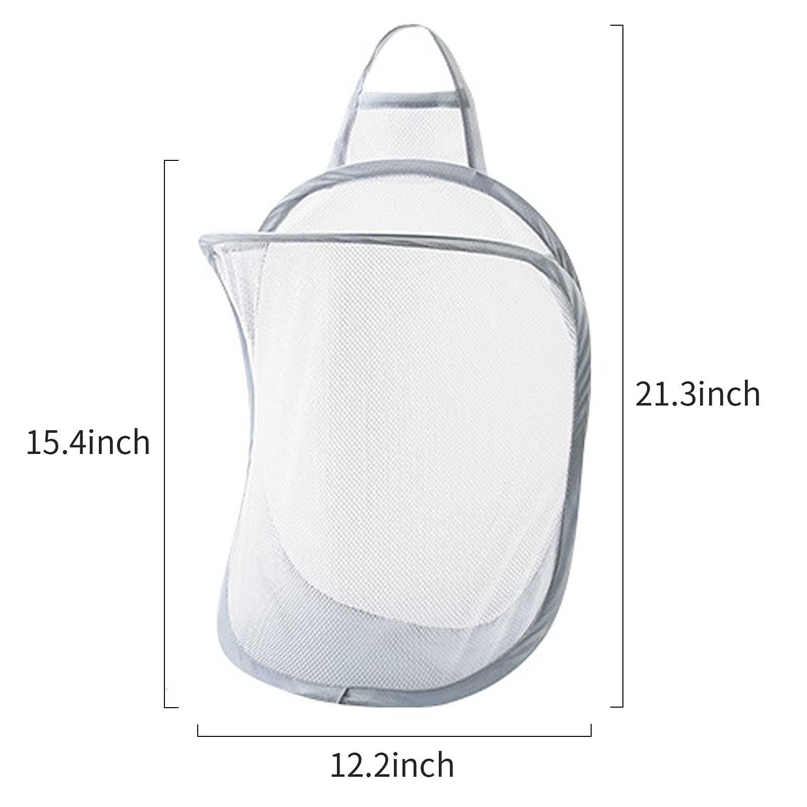 Pop-up Hanging Laundry Hamper 2 Pack - Foldable Mesh Laundry Basket, Collapsible Wall Mounted Storage Bag for Dorm, Closet & Bathroom Organization - Grey & White - Perfect for College, Travel & Small Spaces