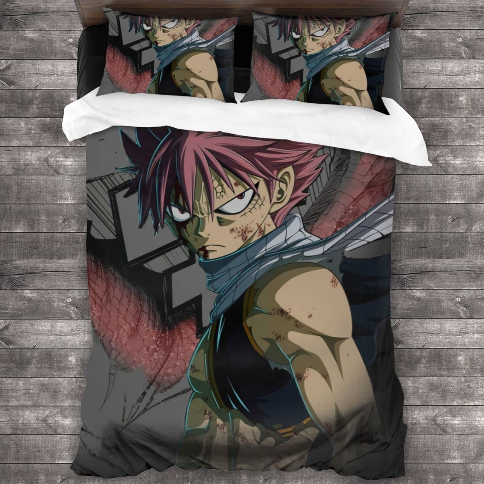 Fairy Tail Anime Bedding Set Full Size - 3 Piece Comforter Cover with 2 Pillowcases for Kids & Teens - Soft Anime Themed Bedroom Decor for Boys & Girls - Perfect for Anime Fans' Bedrooms, Dorm Rooms, and Gift Giving