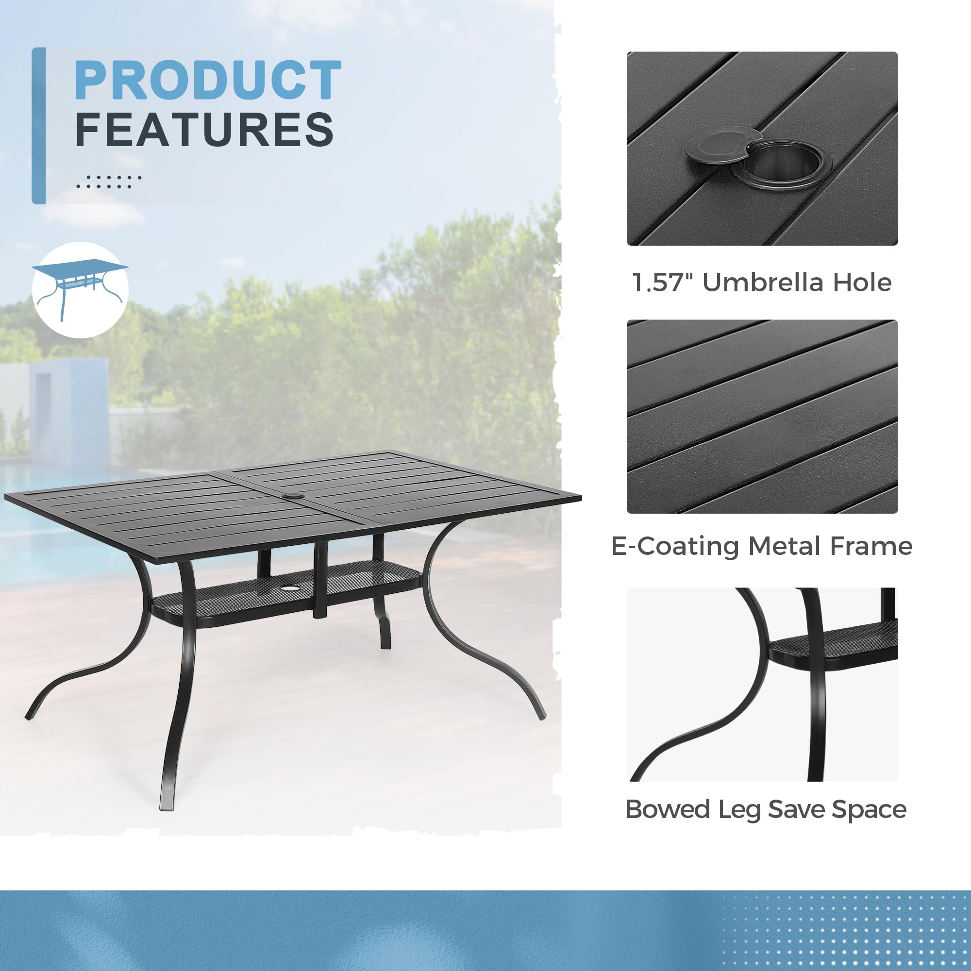 **Crownland 7-Piece Outdoor Patio Dining Set with Textilene Chairs & Rectangular Table - Light Grey - Perfect for Backyard, Garden, and Poolside Dining**