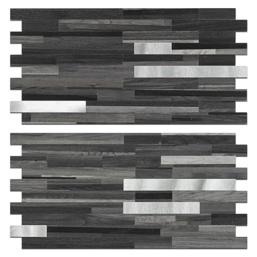Black Grey Wood With Metal Silver
