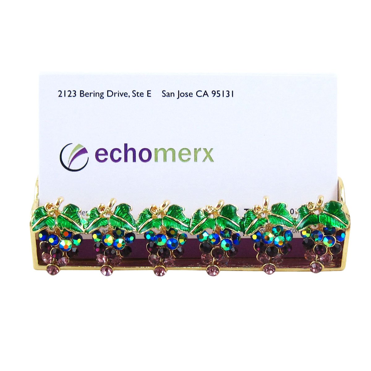 Echomerx Gold Tone Grape Business Card Holder - Elegant Metal Card Case for Professional Networking, Office, and Gifts