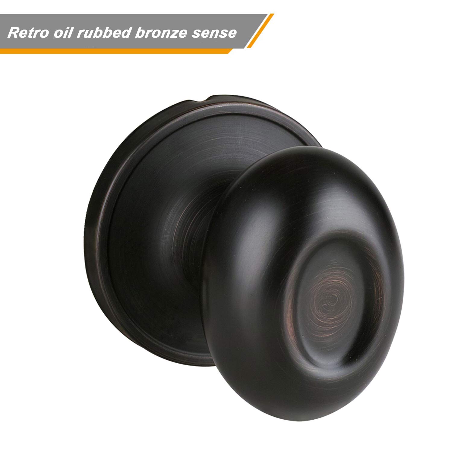 4 Pack Bronze Hall/Closet Door Knobs - Interior Passage Door Handles, Round Non-Locking Knob Set for Bedroom, Bathroom & Closet Doors (692-ORB-SET) - Perfect for Home Renovation & Interior Design Projects