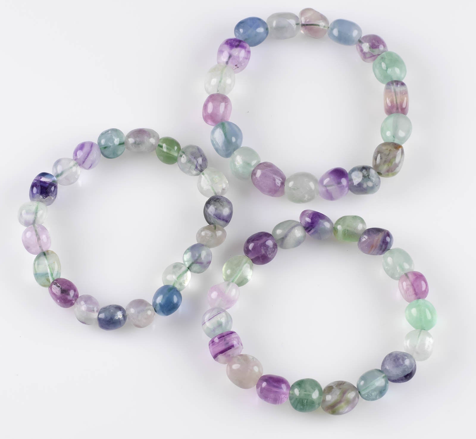 FLUORITE Crystal Bracelet - Tumbled Beads Handmade Healing Jewelry for Women, Petite Beaded Bracelet for Stress Relief & Positive Energy - Perfect for Meditation, Yoga & Spiritual Healing (E0066)