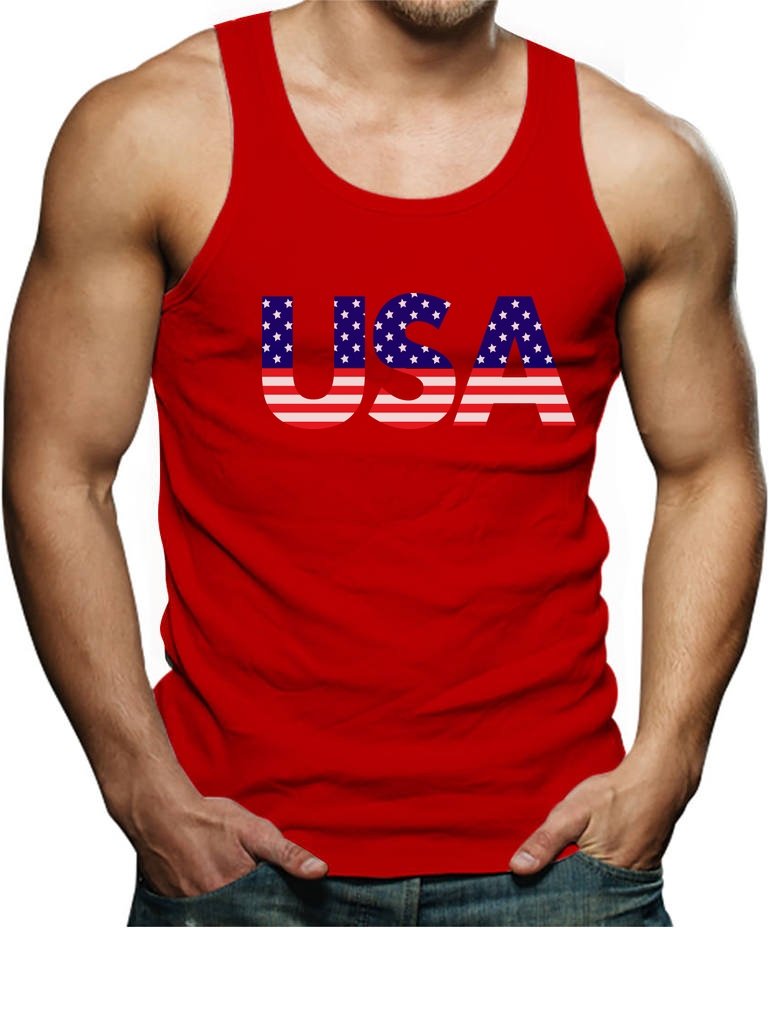 USA Flag Patriotic Men's Tank Top - 4th of July Independence Day Gift for BBQ, Beach & Summer Outings