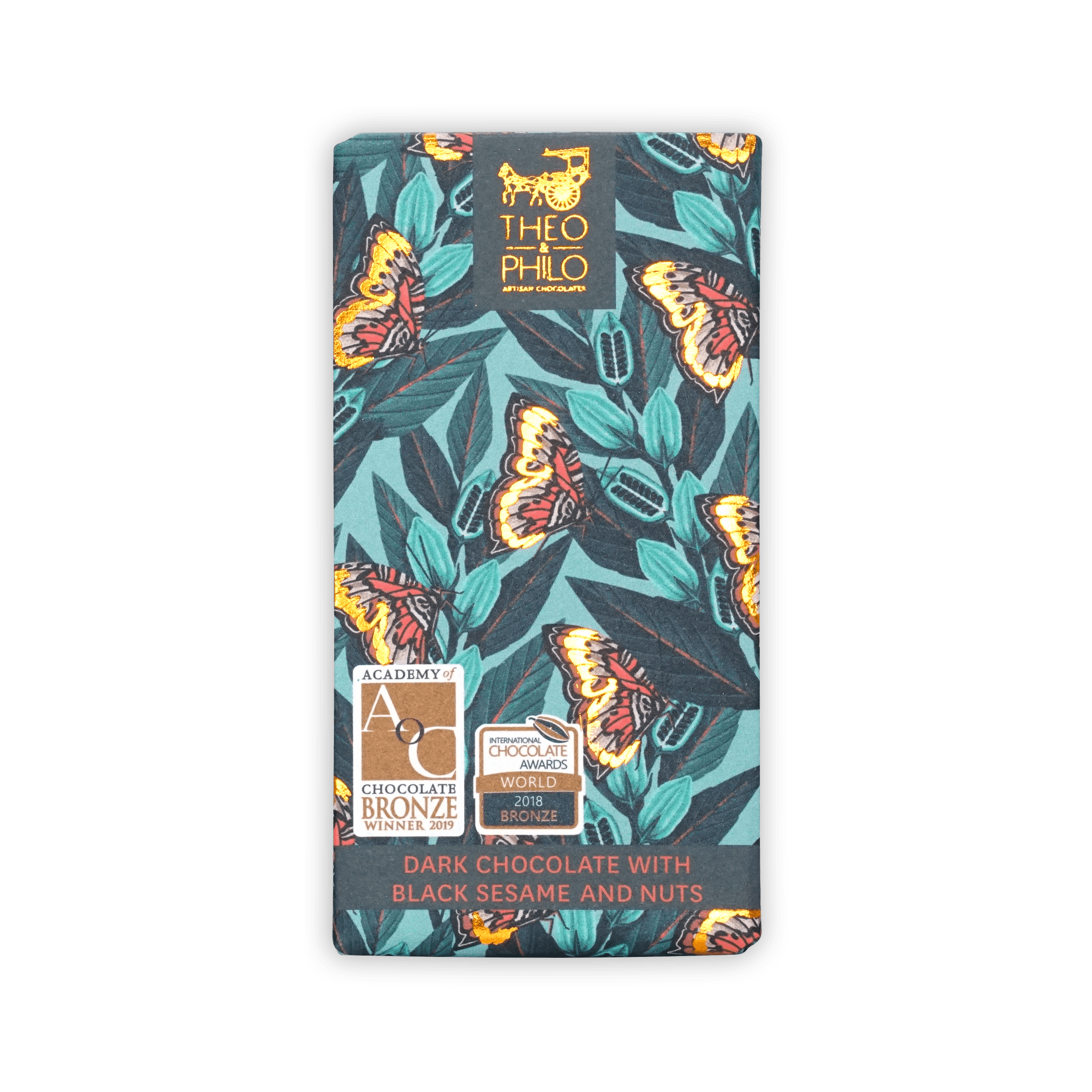 Theo & Philo 65% Dark Chocolate with Black Sesame - Premium Artisan Snack for Gifts, Dessert & Healthy Treats