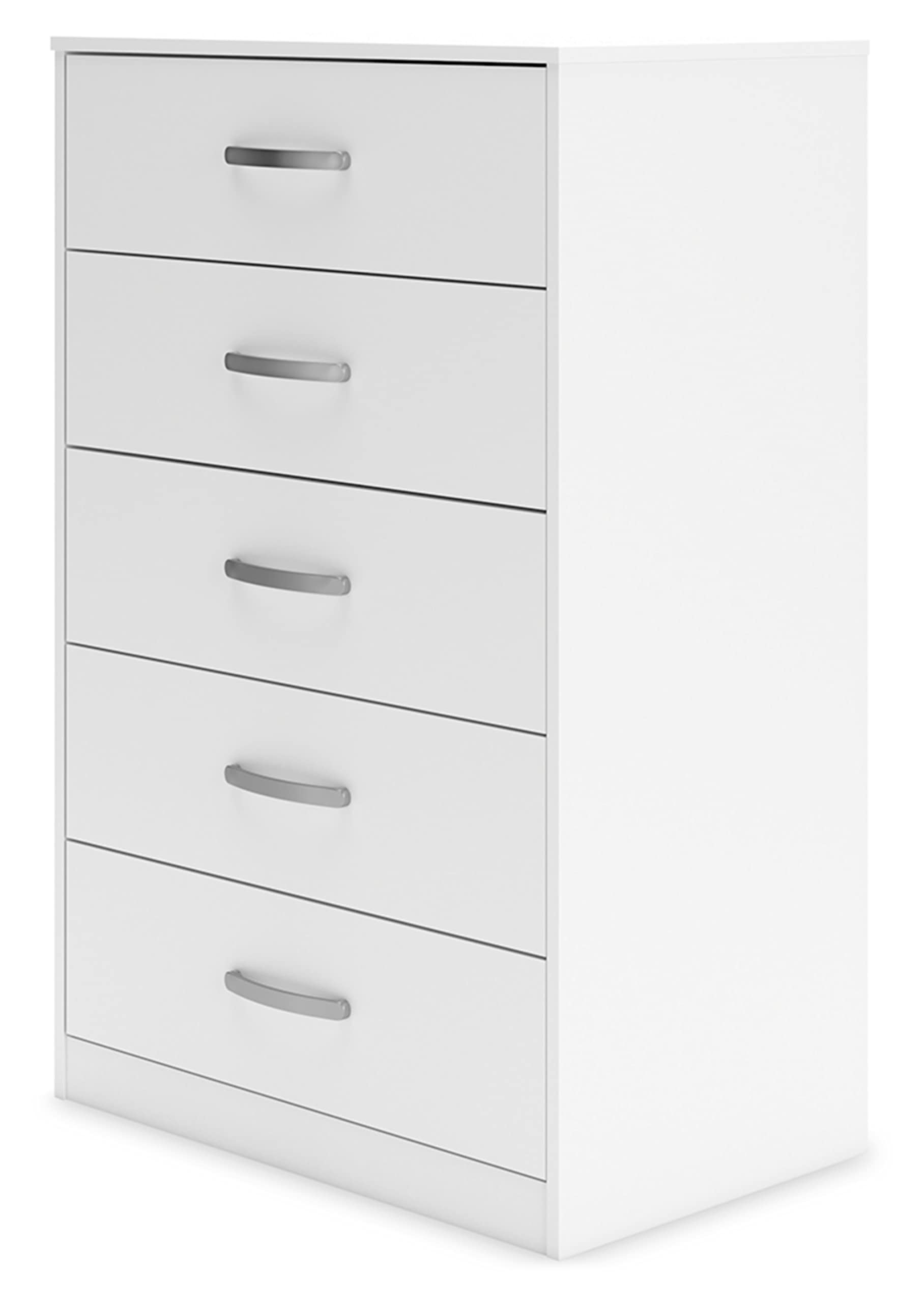 Signature Design by Ashley Flannia 5-Drawer Dresser - White Wooden Chest with Dovetail Construction & Safety Stop - Perfect for Bedroom, Nursery or Closet Storage Organization