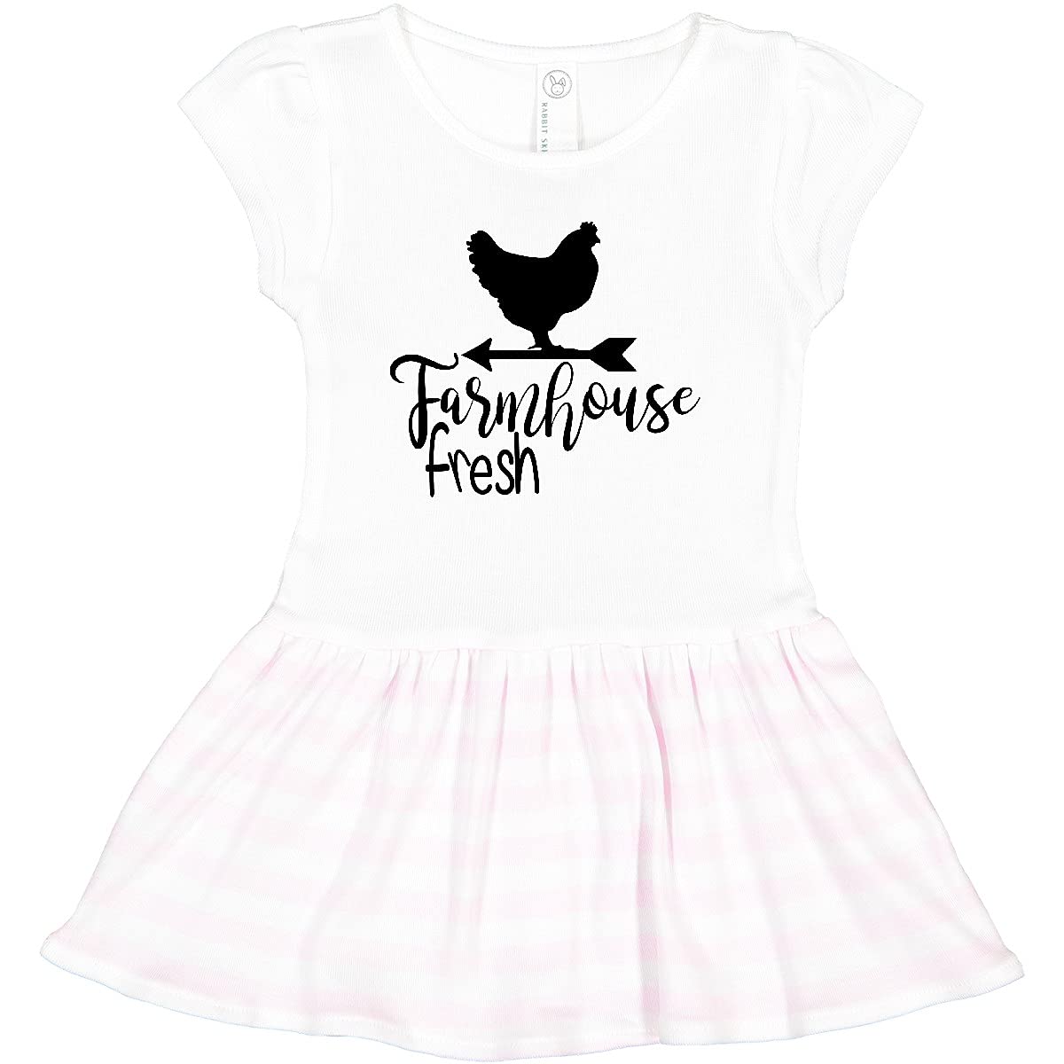 Inktastic Farmhouse Fresh Chicken Toddler Dress - Cute Animal Print Baby Girl Outfit for Casual Wear, Playdates & Photo Shoots