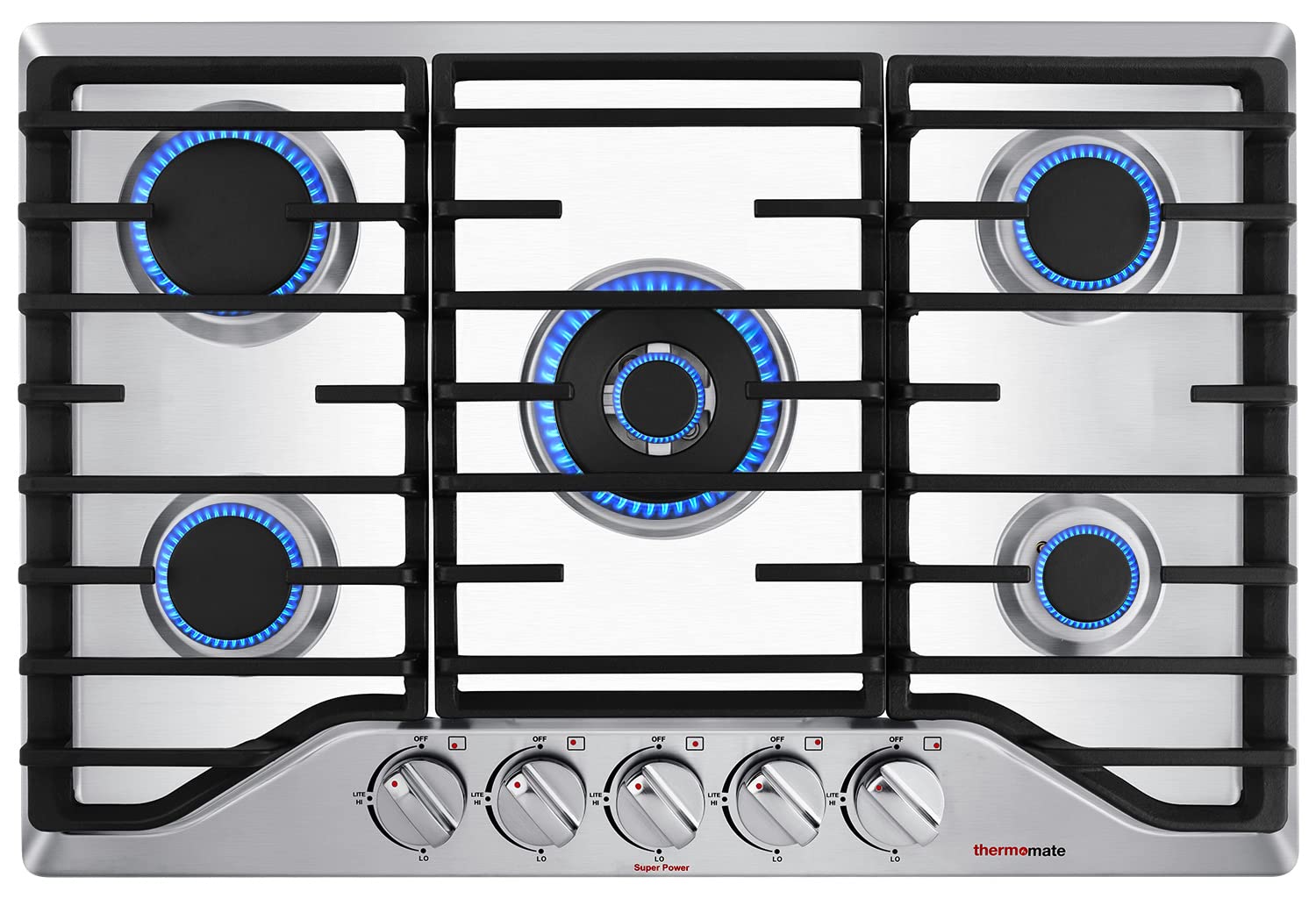 30 Inch Built-In Gas Cooktop - 5 High Efficiency SABAF Burners with Flame Out Protection | 304 Stainless Steel Gas Stove | NG/LPG Convertible | CSA Certified | Perfect for Modern Kitchens & Professional Cooking