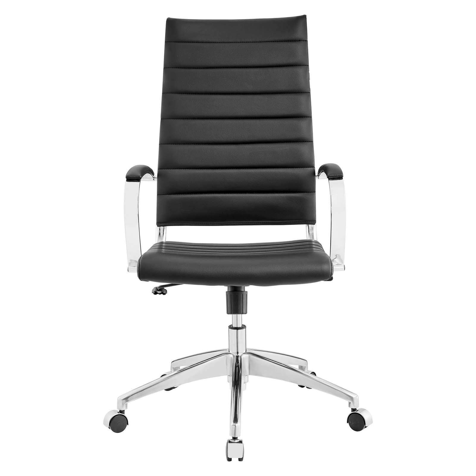 Modway Jive Ribbed High Back Executive Swivel Office Chair with Arms - Ergonomic Black Desk Chair for Home & Office Workspace, Conference Room, Gaming Setup