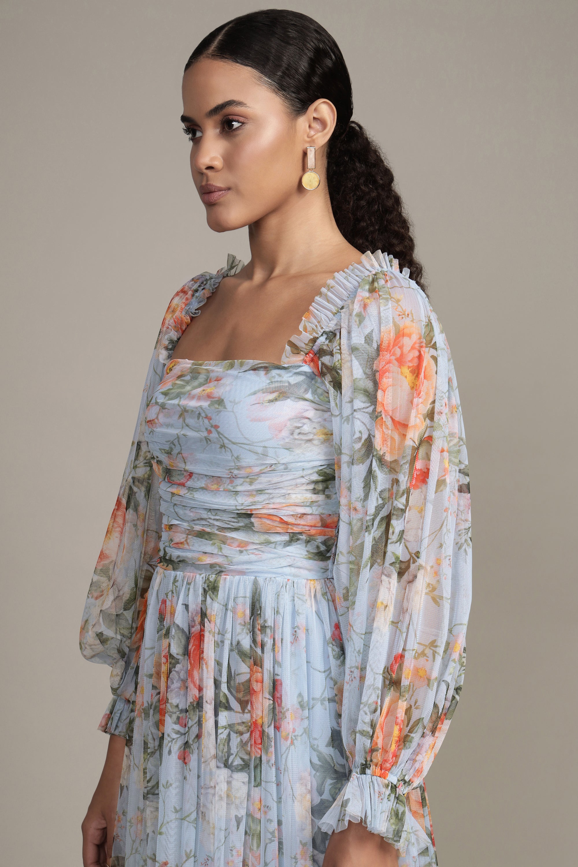Lana Maxi Dress - Blue Floral Print Women's Summer Dress, Boho Flowy Beach Dress for Vacation, Party & Casual Wear