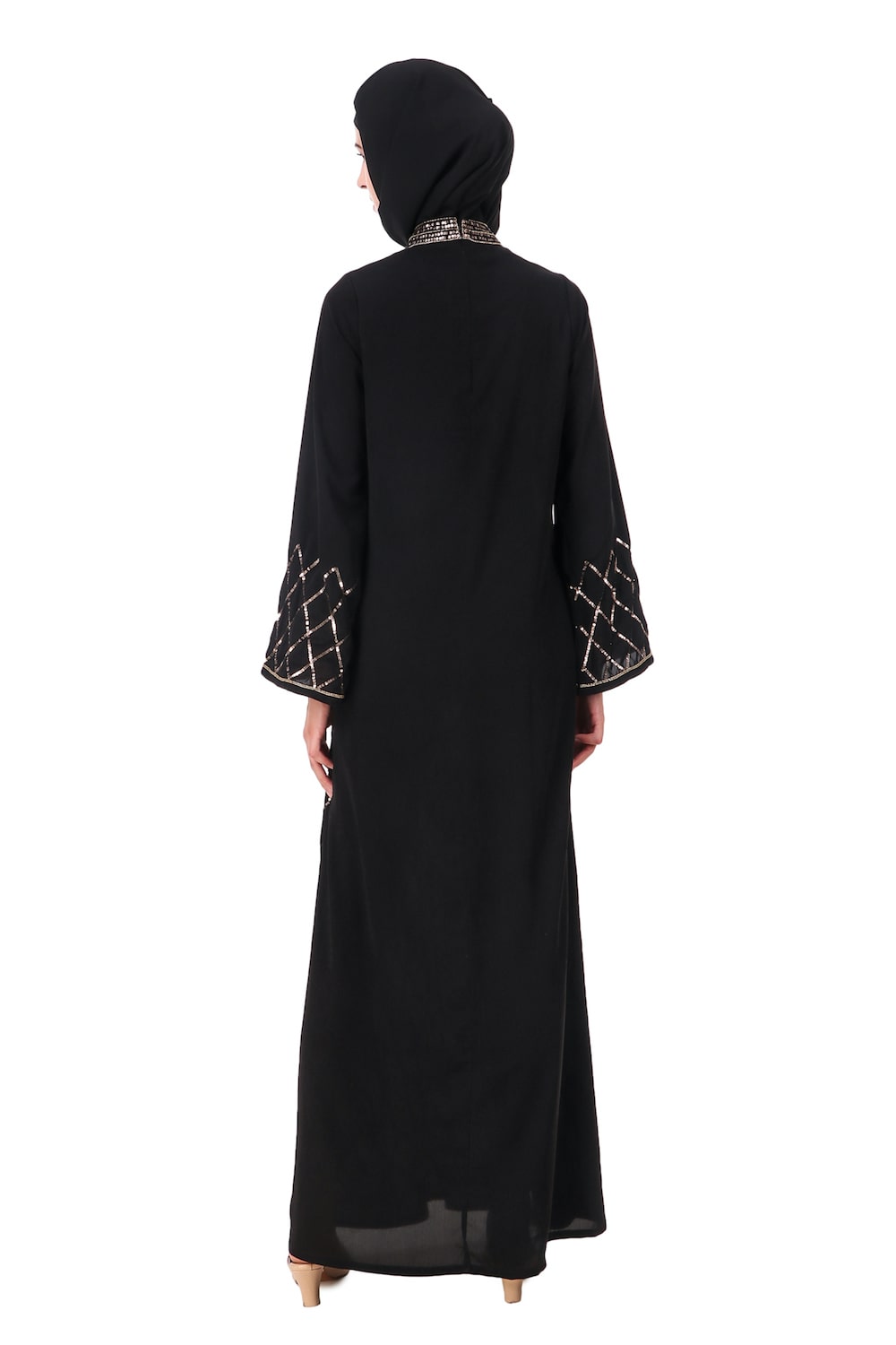Elegant Eid Abaya Dress - Hand Embroidered with Beads & Sequins for Women - Perfect for Eid Celebrations, Weddings & Special Occasions