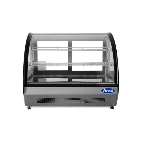 Atosa CRDC 46 35 Commercial Curved Glass Refrigerated Display Case - 4.6 Cu. Ft. Countertop Merchandiser for Restaurants, Cafes & Retail Stores