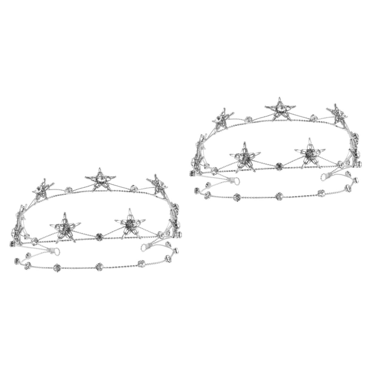 Minkissy 2PCS Silver Rhinestone Crown Hair Clip - Bridal Tiara Headpiece with Gold Trim for Weddings, Prom, Christmas & Special Events | Alloy Hair Accessories for Women & Miss Pop