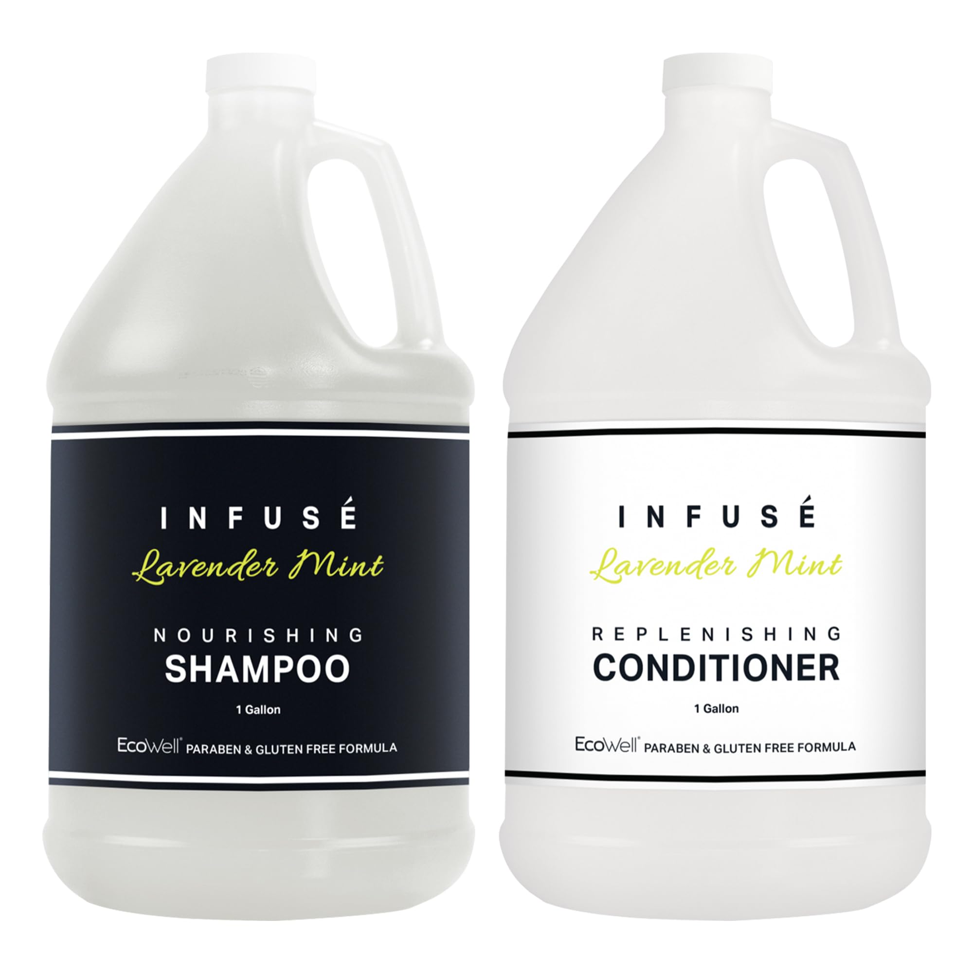 Terra Pure Infuse Lavender Mint Hotel Shampoo and Conditioner Set | 1 Gallon Bulk Refill for Hospitality & Vacation Rentals | Scented Bathroom Essentials for Hotels, Airbnb, Spas | 4-Pack (4 Gallons Total) | Ideal for Dispenser Refills and Guest Amenities