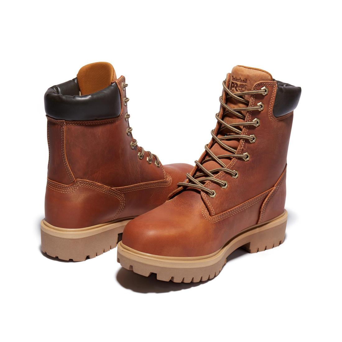 8 Inch Soft Toe Waterproof Insulated 400G Work Boots for Men - Brown, Comfortable & Durable Safety Shoes for Construction, Hiking & Outdoor Work