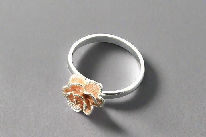 Adjustable Peony Flower Ring in Silver & Rose Gold - Elegant Jewelry for Women, Perfect for Weddings, Parties & Everyday Wear