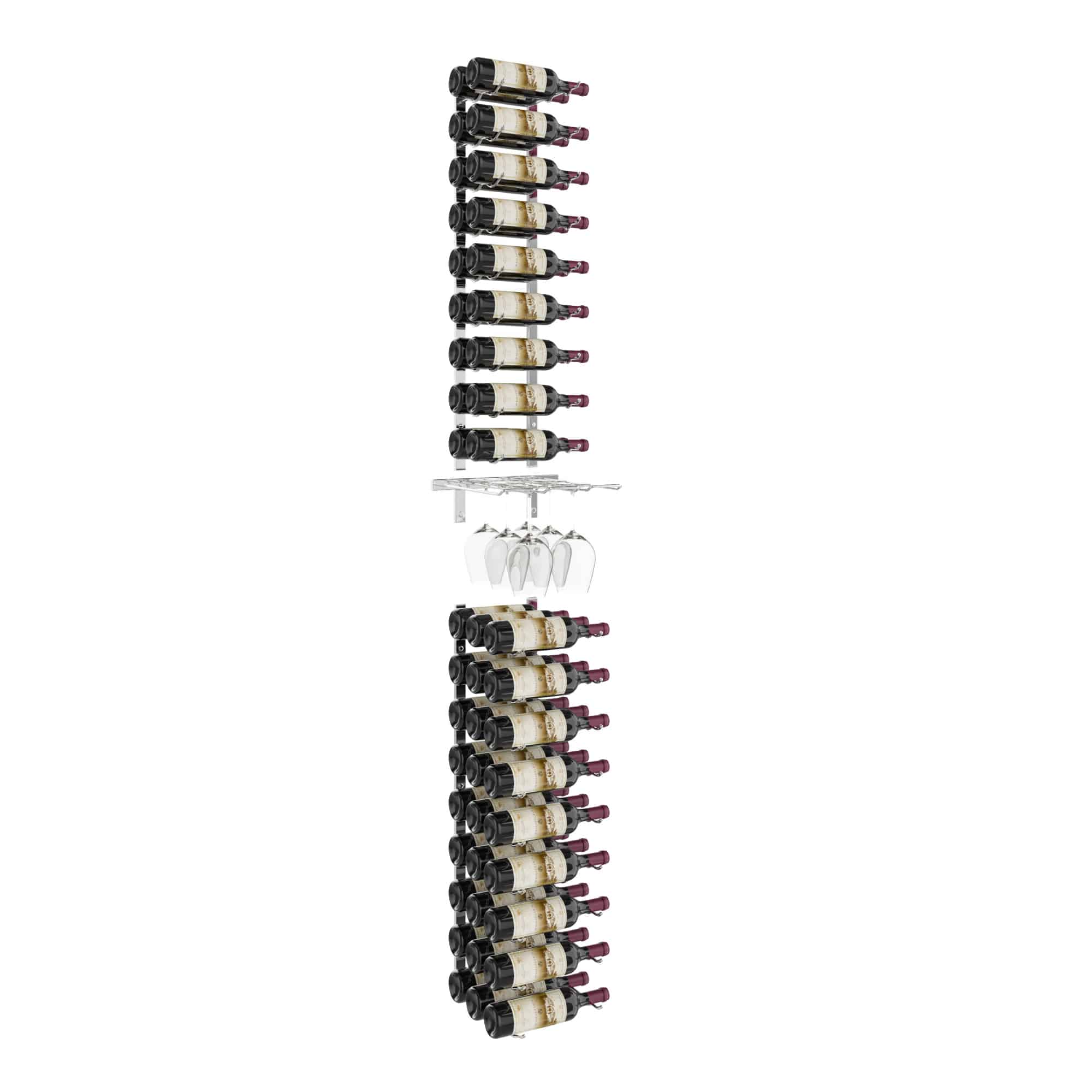 W Series Glass and Bottle Wall Wine Rack Kit - Holds 6 Glasses & 45 Bottles - Space Saving Wine Storage for Kitchen, Bar, or Dining Room Decor