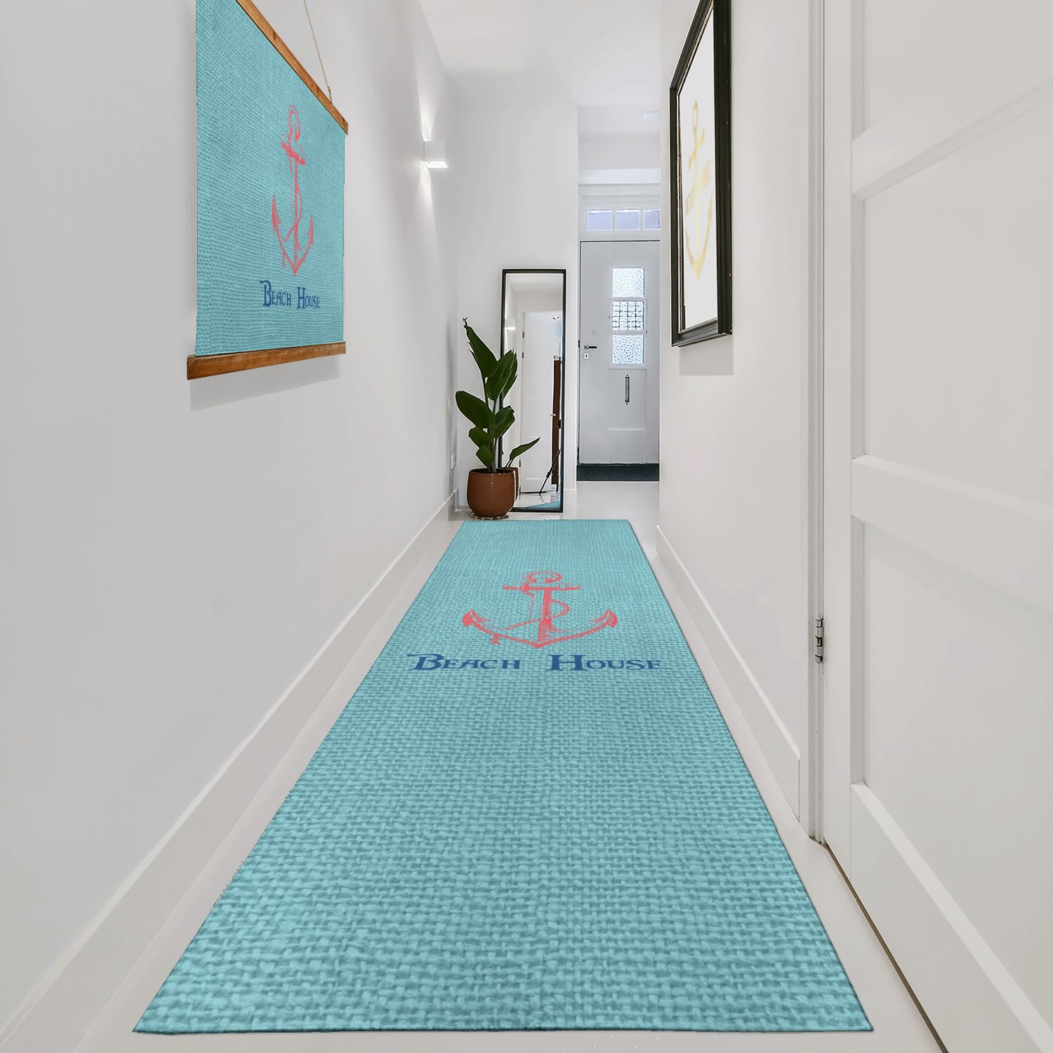 Custom Personalized Chic Beach House Runner Rug 2.5'x8' - Non-Slip Coastal Decor for Entryway, Hallway, or Bathroom - Perfect for Vacation Homes and Beachfront Properties