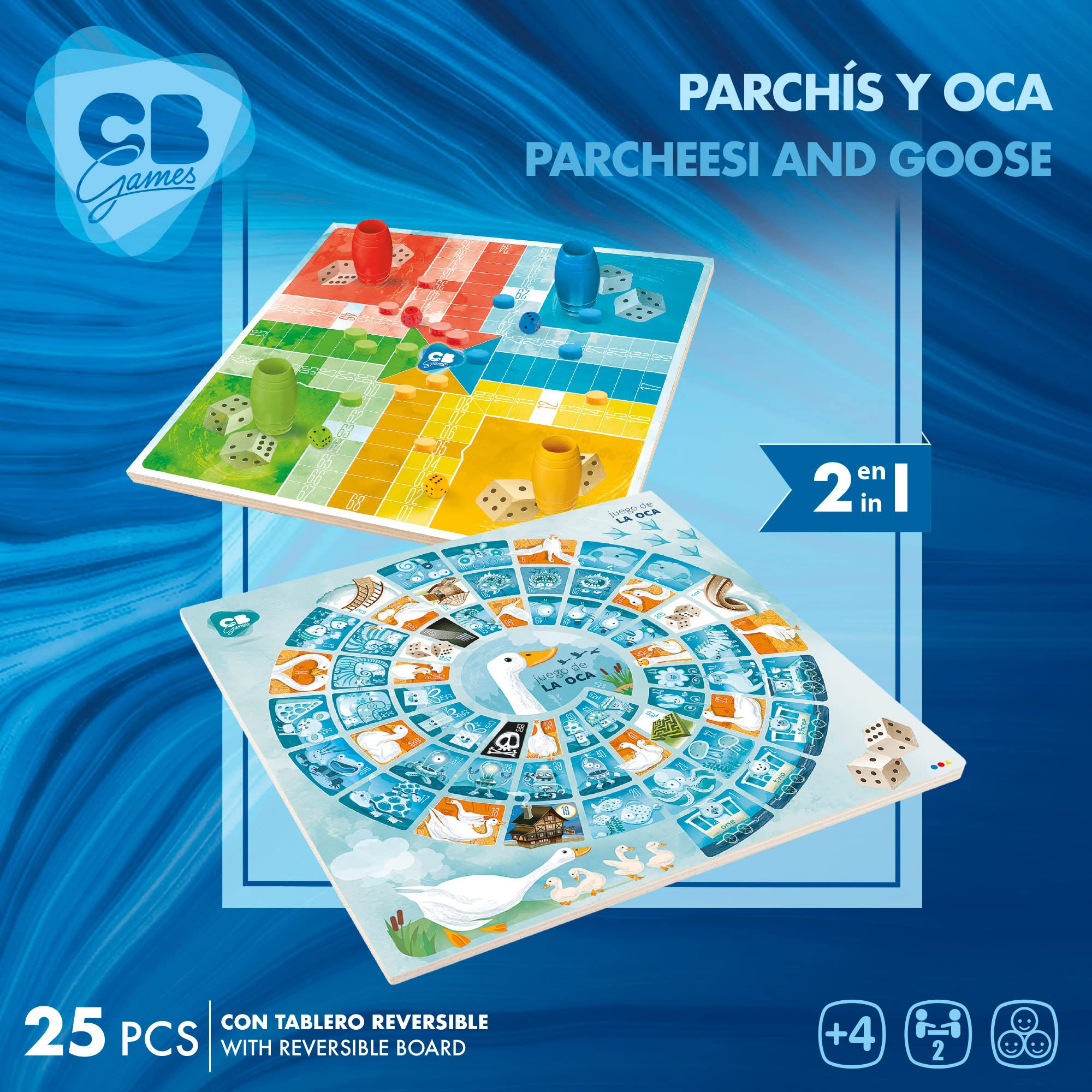 Wooden Parcheesi and Goose Board Game Set by ColorBaby - Classic Family Board Games for Kids & Adults - Perfect for Game Nights, Parties, and Indoor Family Fun